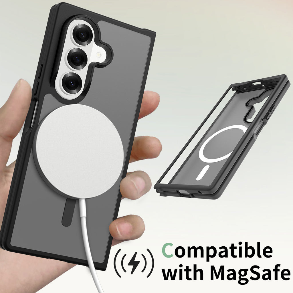 Magnetic Two-in-One Folding Phone Case for Samsung Galaxy Z Fold 7 & Z Fold 6, Matte Skin-Feel TPU Anti-Fall Cover