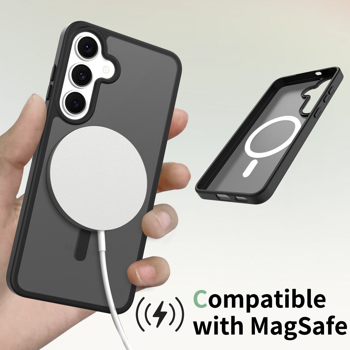 Matte Magnetic TPU Phone Case for Samsung Galaxy S25 FE, 2-in-1 Shockproof Protective Soft Cover - Brown