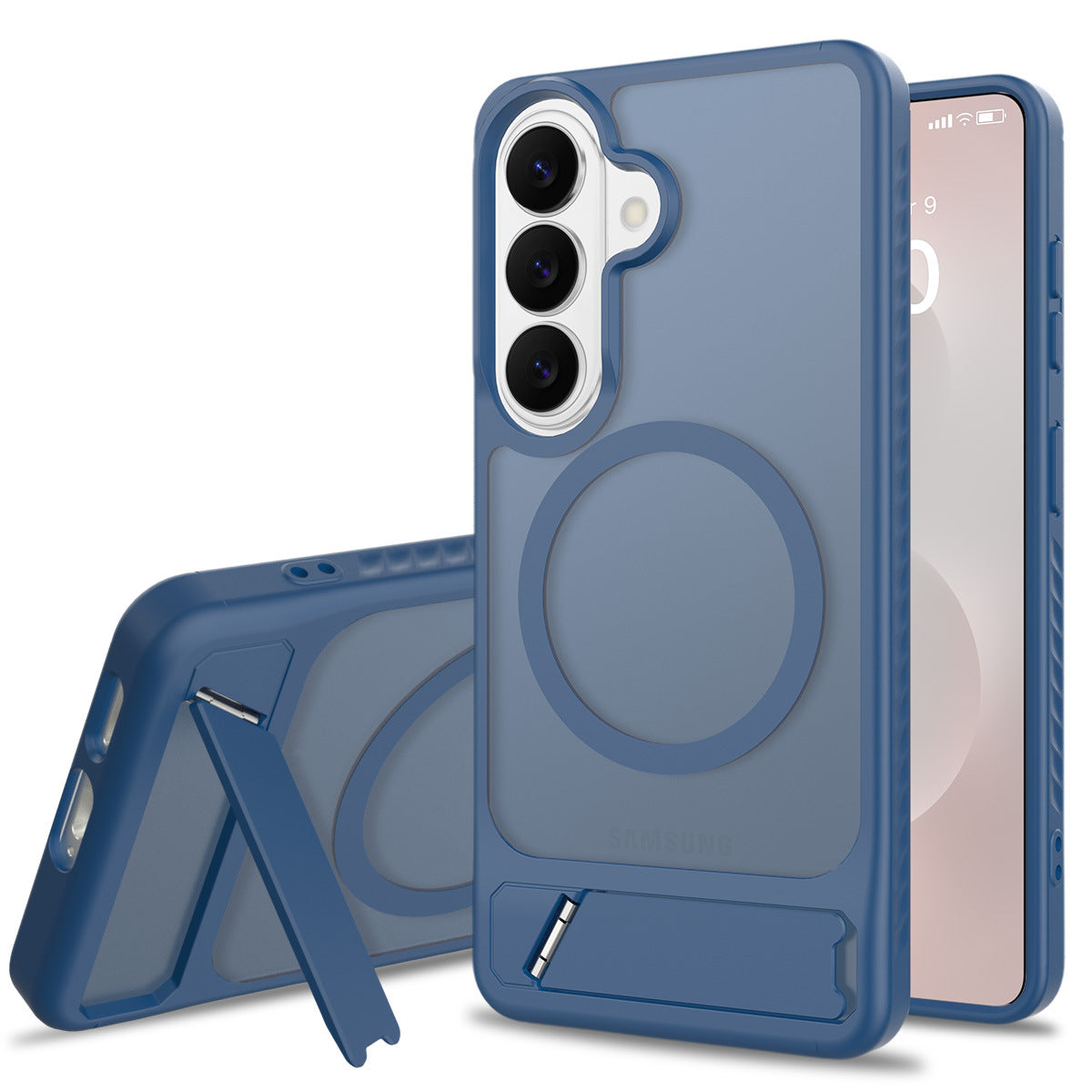 Sanfeng Magnetic Phone Case with Invisible Kickstand for Samsung Galaxy S23 S24 S25 S26 Ultra Plus, Frosted Skin-Feel Anti-Fingerprint TPU Protective Cover