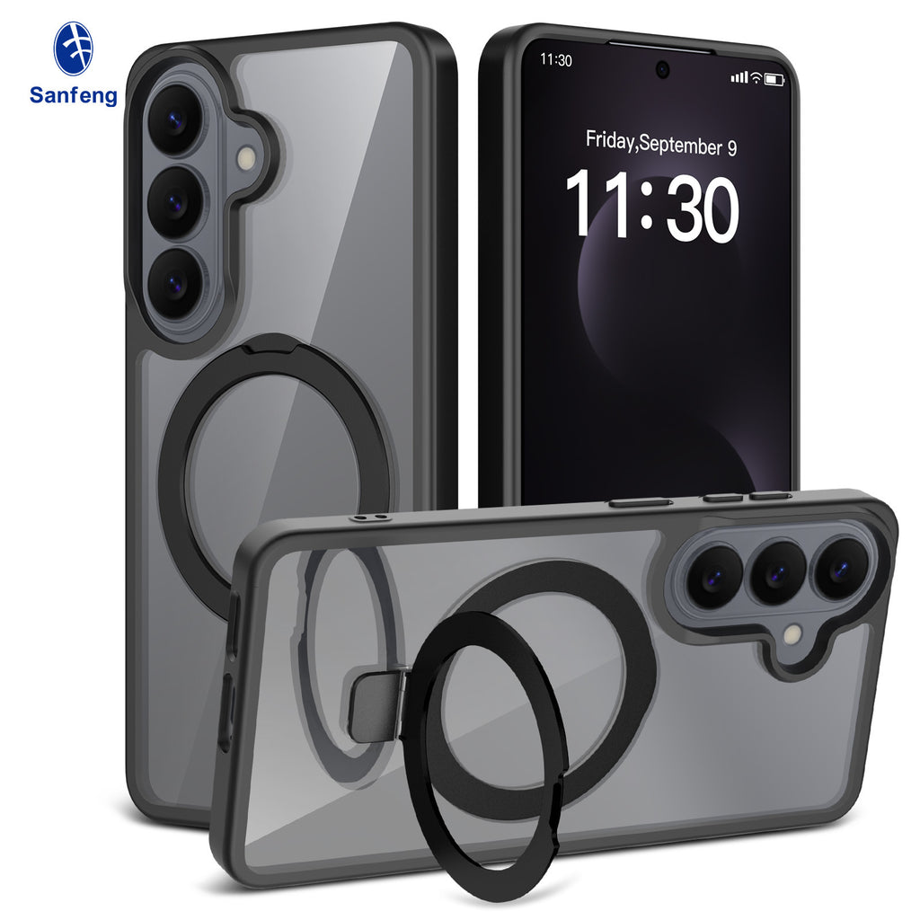 Magnetic Frosted Shockproof Stand Phone Case for Samsung Galaxy S25 S24 S23 Ultra Plus, Slim TPU Anti-Fingerprint Protective Cover with Invisible Kickstand