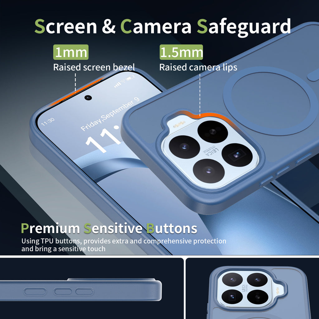 Magnetic Matte Translucent Shockproof Phone Case for Xiaomi 15 Pro / 15 / 14T / Redmi Note 14 Series, Anti-Fingerprint TPU Protective Back Cover