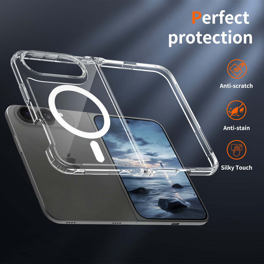 Sanfeng Clear Magnetic TPU Phone Case for iPhone, 2mm Shockproof Anti-Fall Transparent Protective Cover