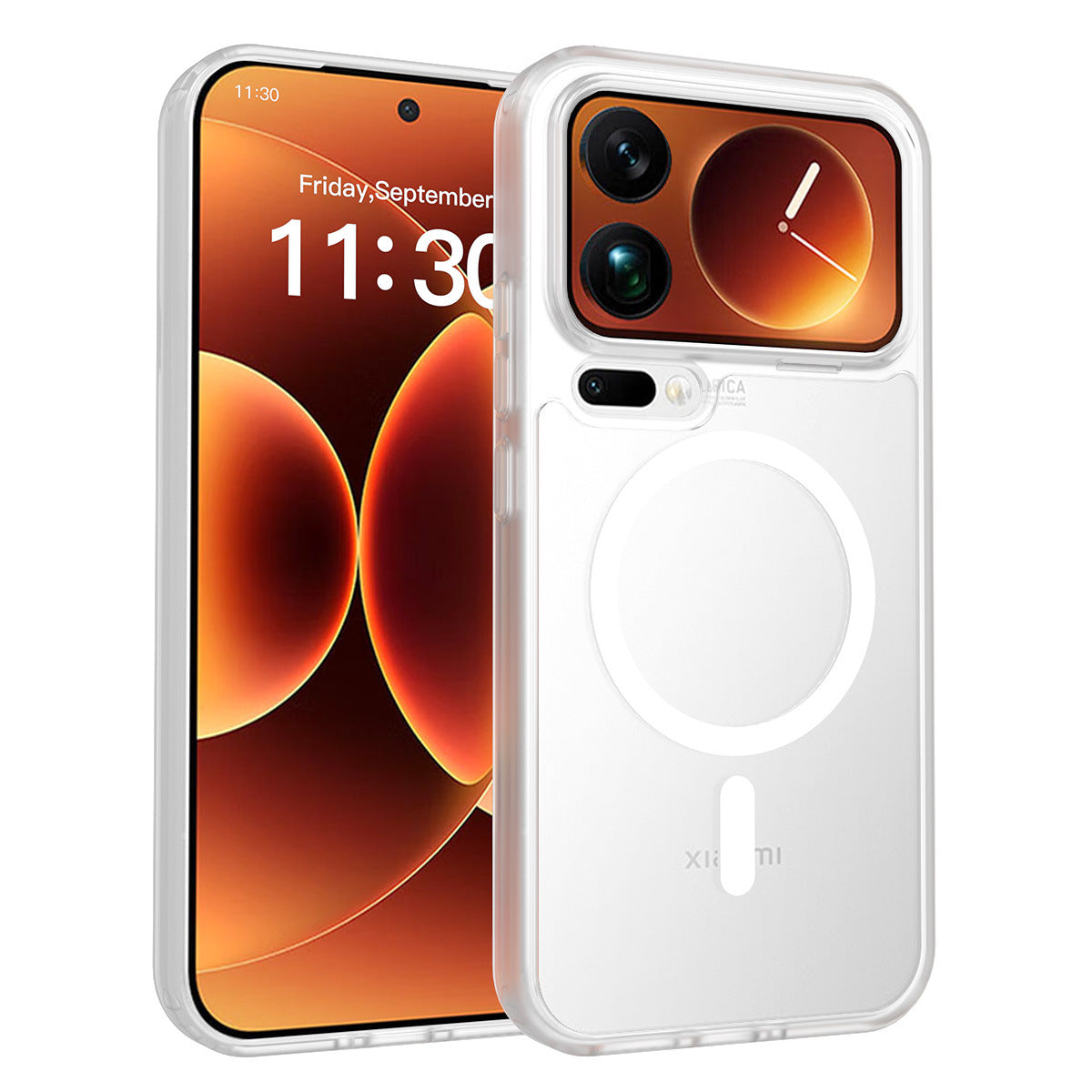 Magnetic Semi-Transparent Skin-Feel Phone Case for Xiaomi - Anti-Fall TPU Protective Cover, Brown