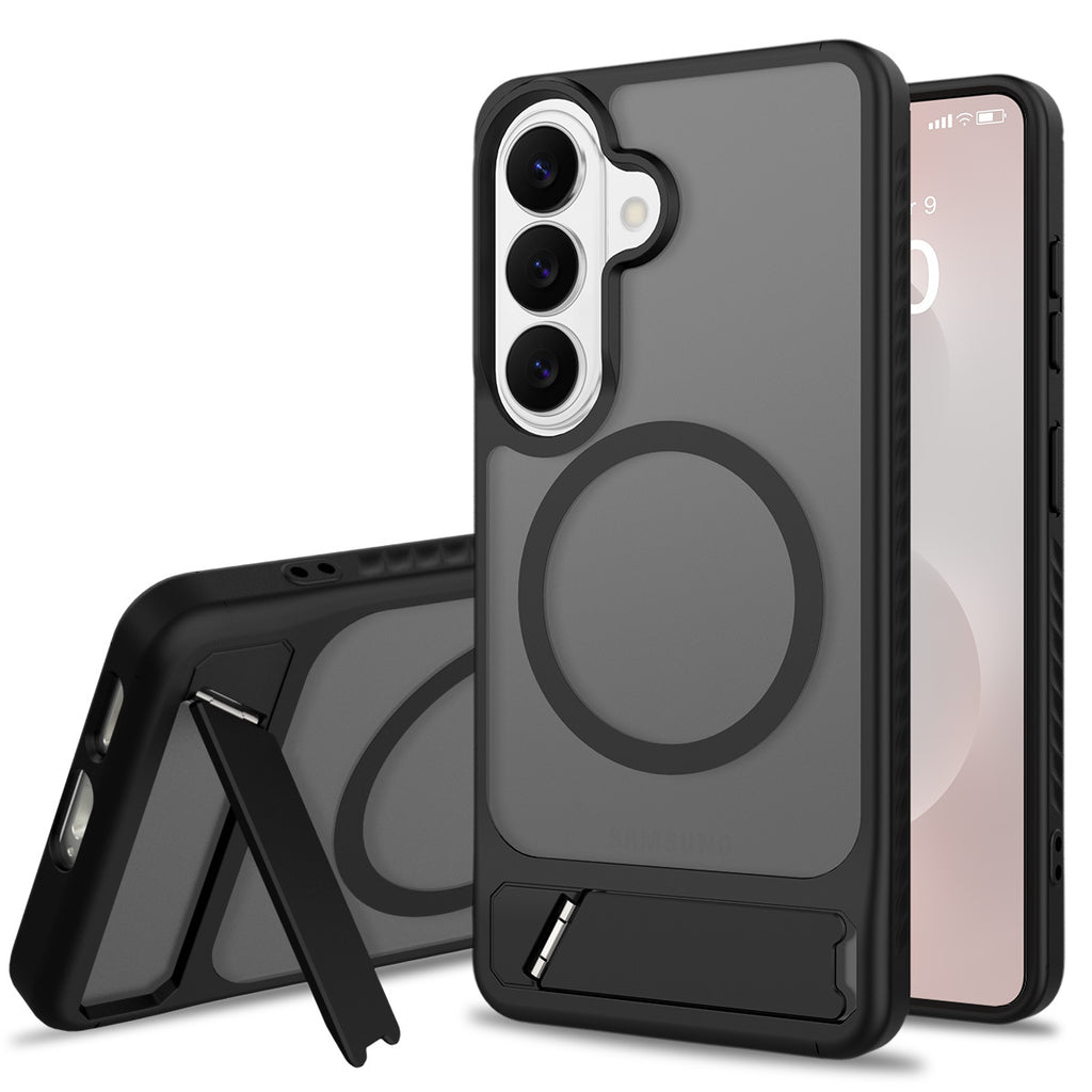 Sanfeng Magnetic Phone Case with Invisible Kickstand for Samsung Galaxy S23 S24 S25 S26 Ultra Plus, Frosted Skin-Feel Anti-Fingerprint TPU Protective Cover
