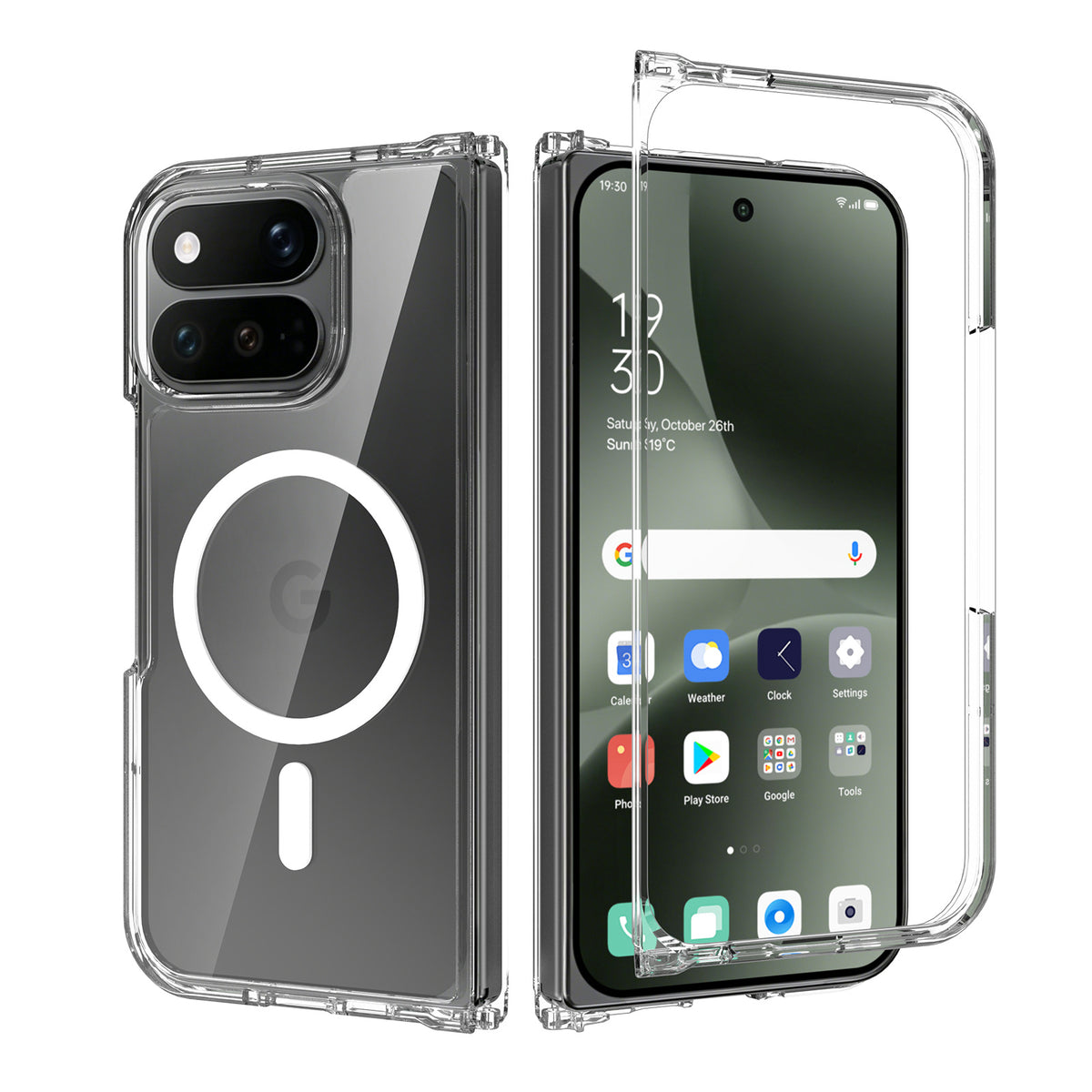 Transparent Magnetic Phone Case for Google Pixel, Shockproof Silicone Anti-Drop Protective Cover