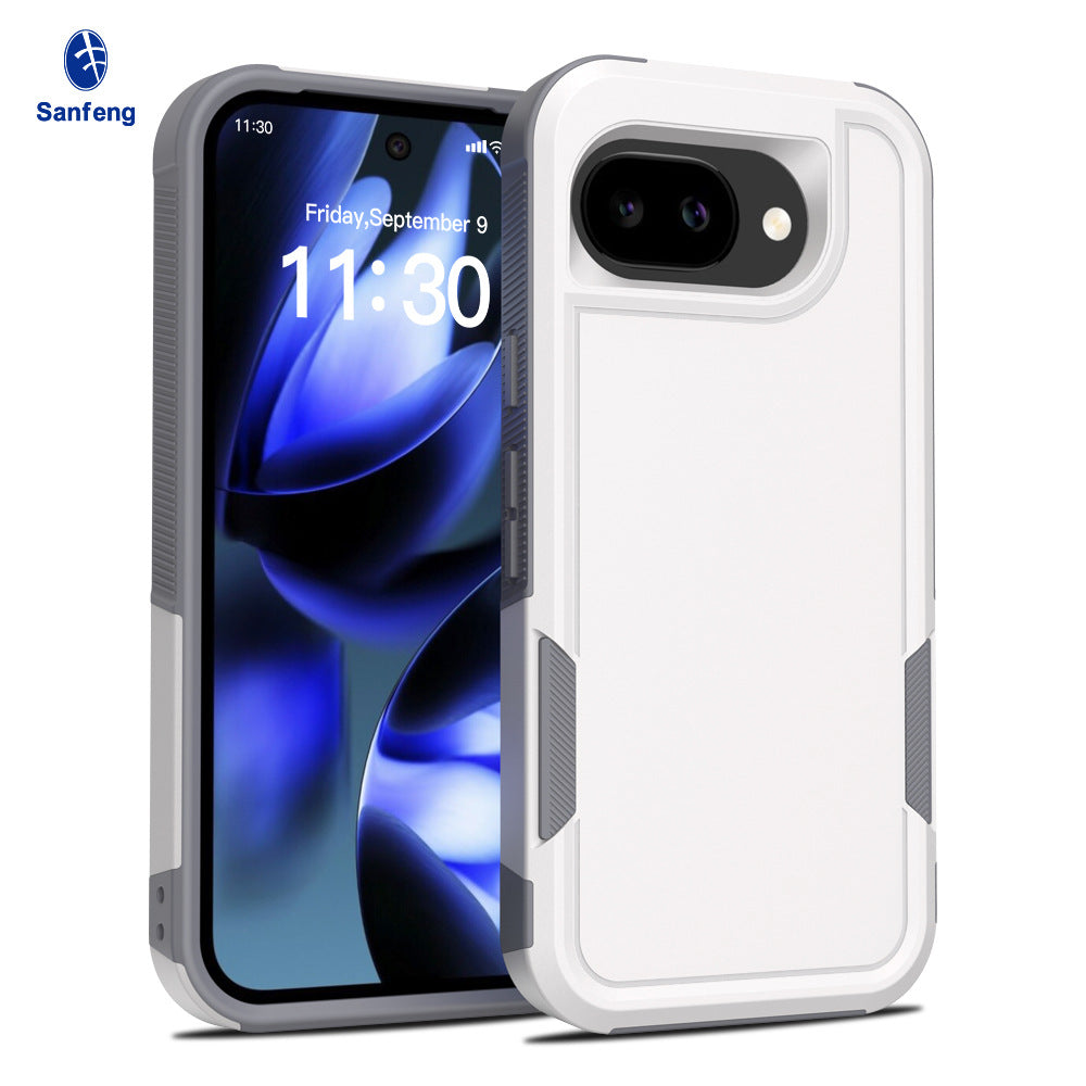 Heavy-Duty 2-in-1 Solid Color Protective Phone Case for Google Pixel 10A / Pixel 9 Pro XL, Anti-Fingerprint TPU Cover - Black