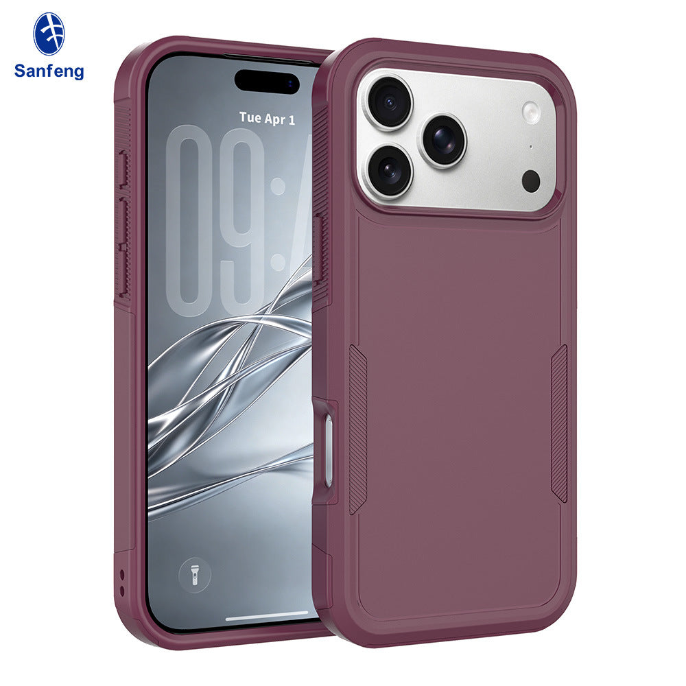 Sanfeng 2-in-1 Shockproof Matte Silicone Phone Case with Kickstand, Anti-Drop Protective Cover