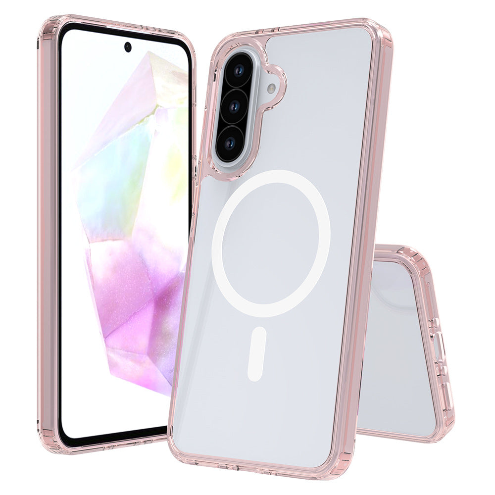 Magnetic Clear Phone Case for Samsung Galaxy S25 S24 S22 Ultra Plus A56 A36 A16, Anti-Scratch Shockproof Acrylic TPU Hybrid Protective Cover