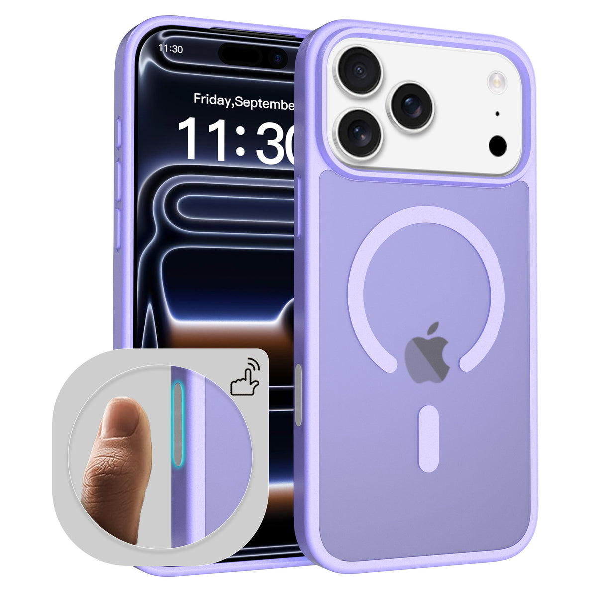 Sanfeng Skin-Feel Magnetic TPU Phone Case with Smart Button Cover, Anti-Fall Protective Slim Back Shell Compatible with iPhone 17 Air