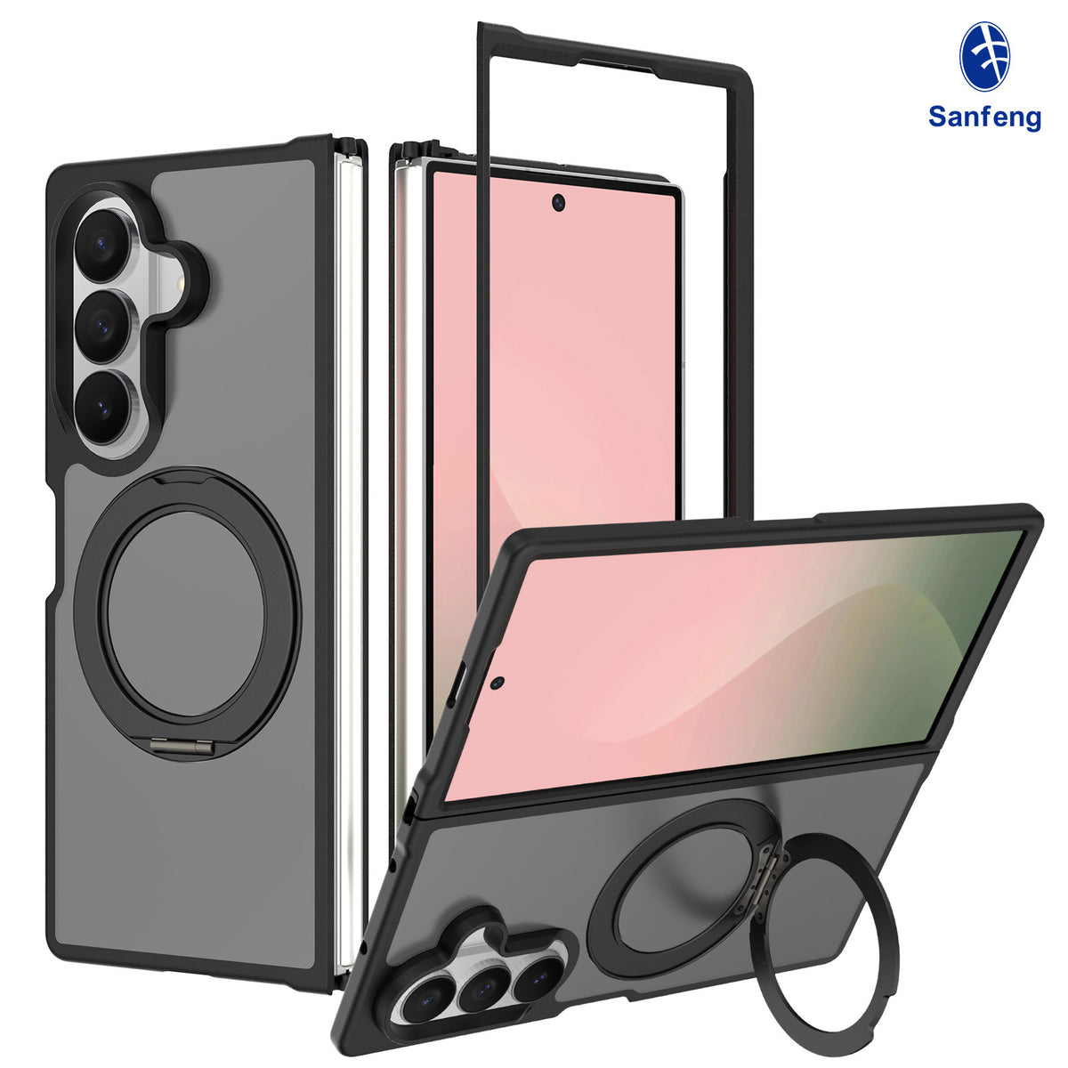 Magnetic Stand Phone Case for Samsung Galaxy Z Fold 7 / Z Fold 6, 360-Degree Rotating Foldable Protective Cover, Anti-Fall Silicone Matte Finish