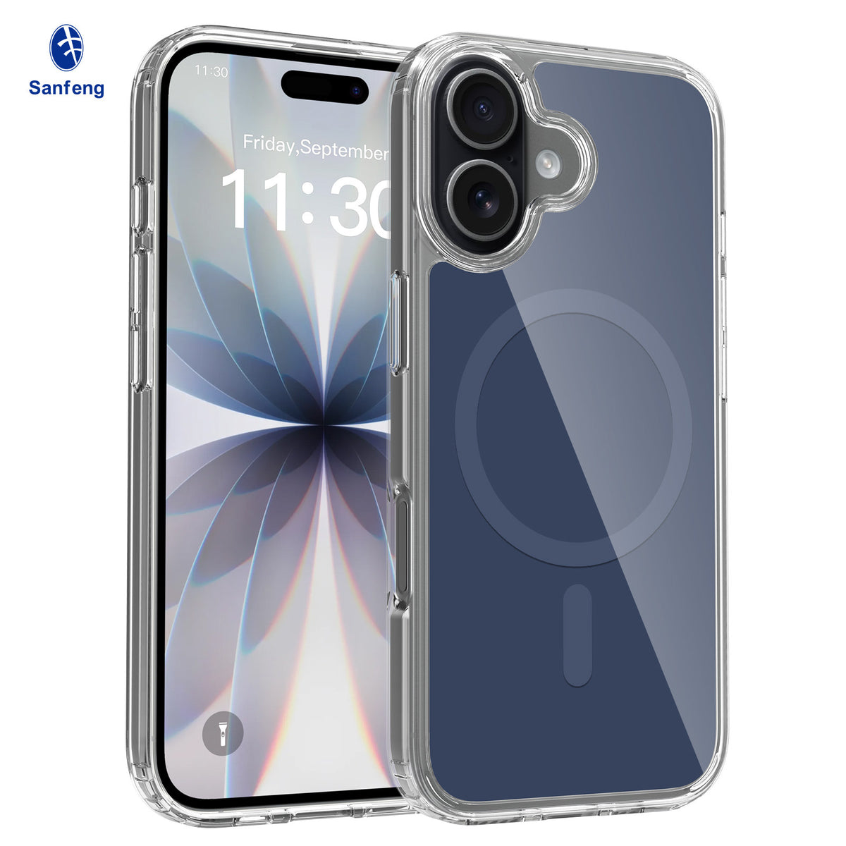 Magnetic Clear Protective Phone Case Compatible with iPhone 17 Air, Transparent TPU Silicone Cover (Transparent + Orange)