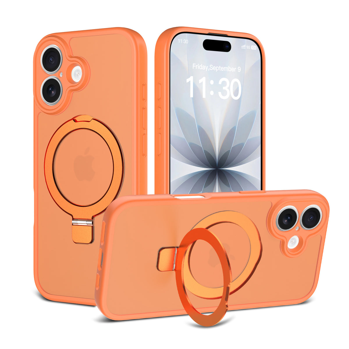 Magnetic Skin-Feel TPU Phone Case with Built-in Kickstand and Airbag Holder, Anti-Fingerprint Protective Cover Compatible with iPhone 17 Air