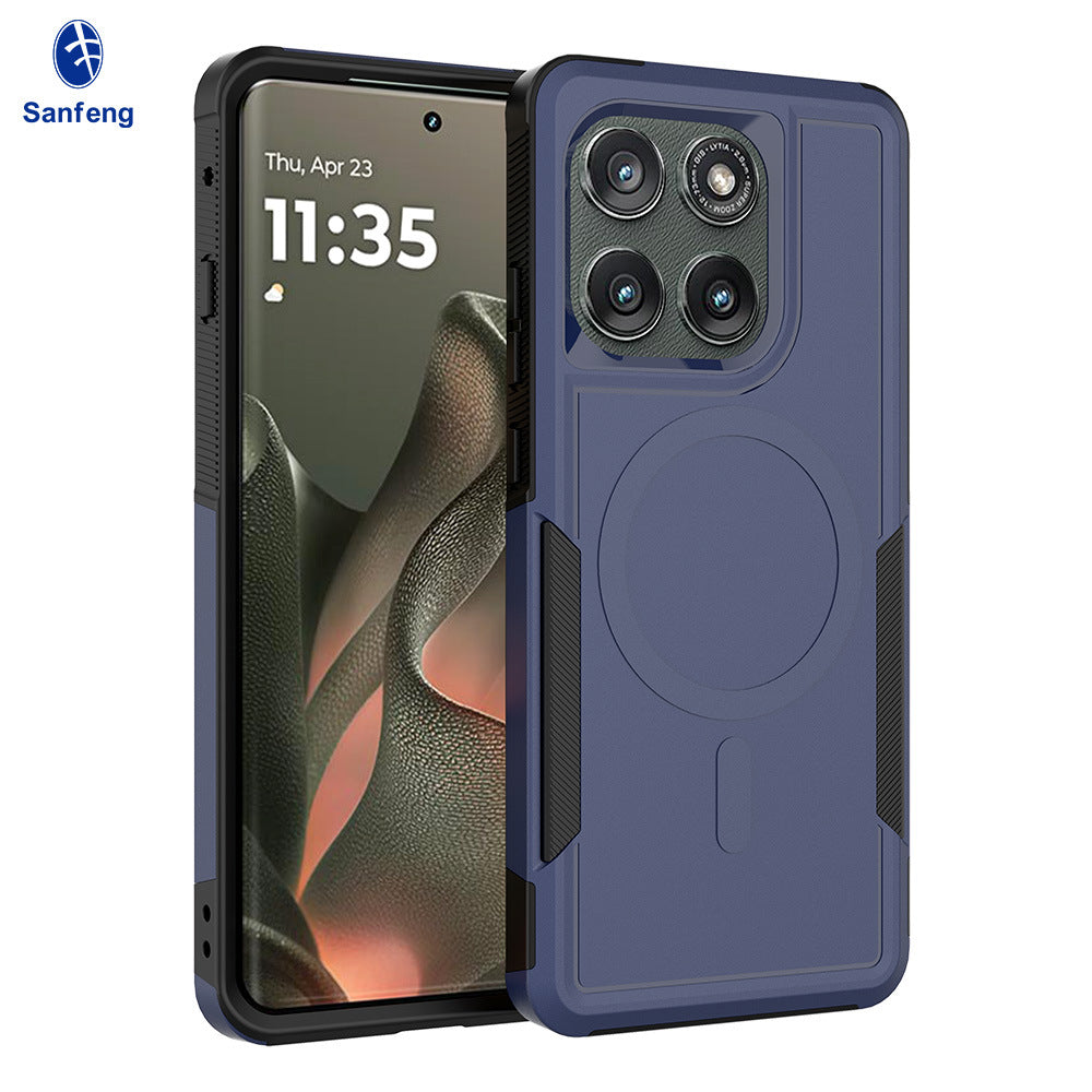 Sanfeng Magnetic 2-in-1 Anti-Drop Phone Case for Motorola Moto 2025 Edge 50 Pro Ultra G Play Power TPU+PC Protective Cover