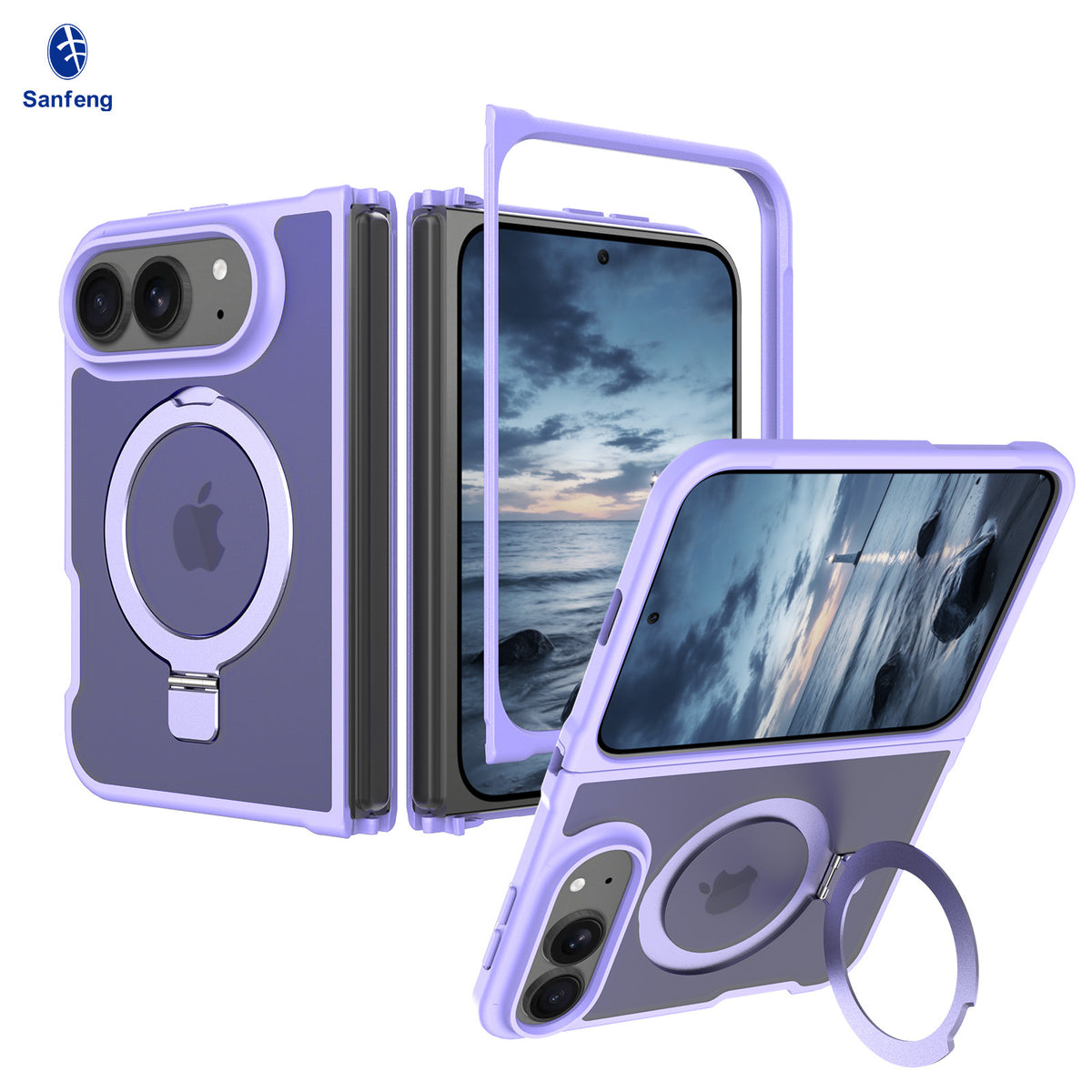 Magnetic Matte Phone Case for iPhone with Rotating Invisible Kickstand, Shockproof TPU Protective Cover
