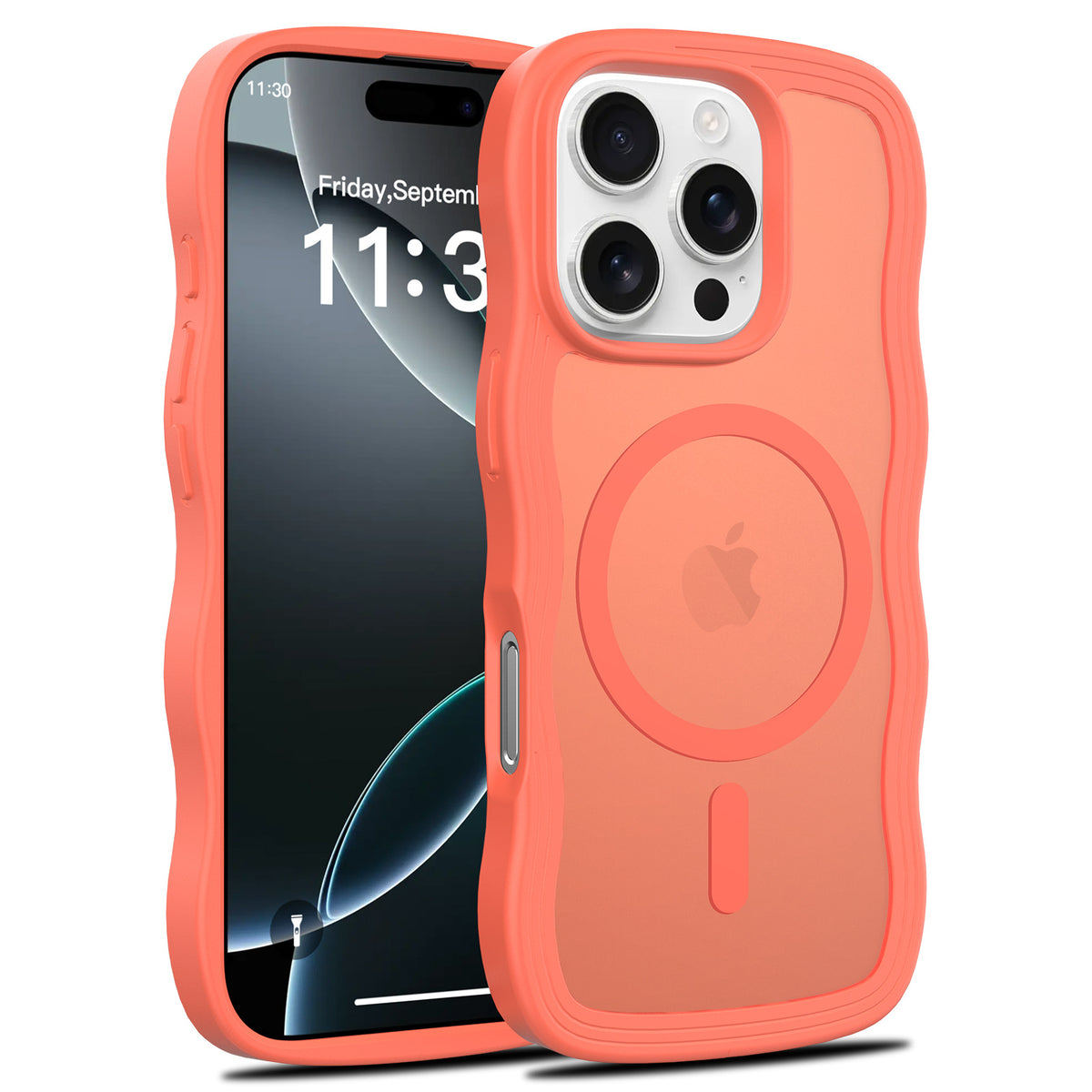 Magnetic Wave Pattern Phone Case Compatible with iPhone, Skin-Feel Anti-Drop TPU Protective Cover