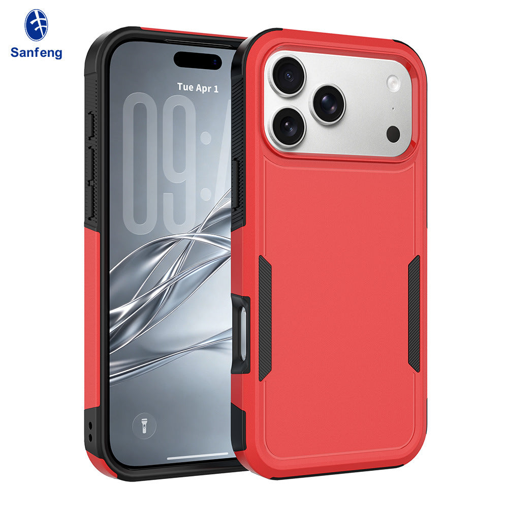 Sanfeng 2-in-1 Shockproof Matte Silicone Phone Case with Kickstand, Anti-Drop Protective Cover