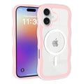 Magnetic Wave Edge Transparent Phone Case for iPhone 16 15 14 Pro Max TPU Shockproof Protective Cover
