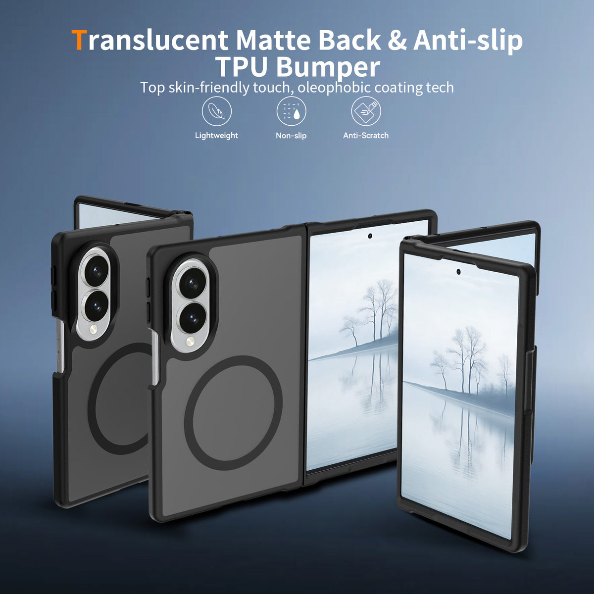 Sanfeng Magnetic Skin-Feel TPU Protective Phone Case for Samsung Z Fold Series - Slim Anti-Drop Foldable Cover