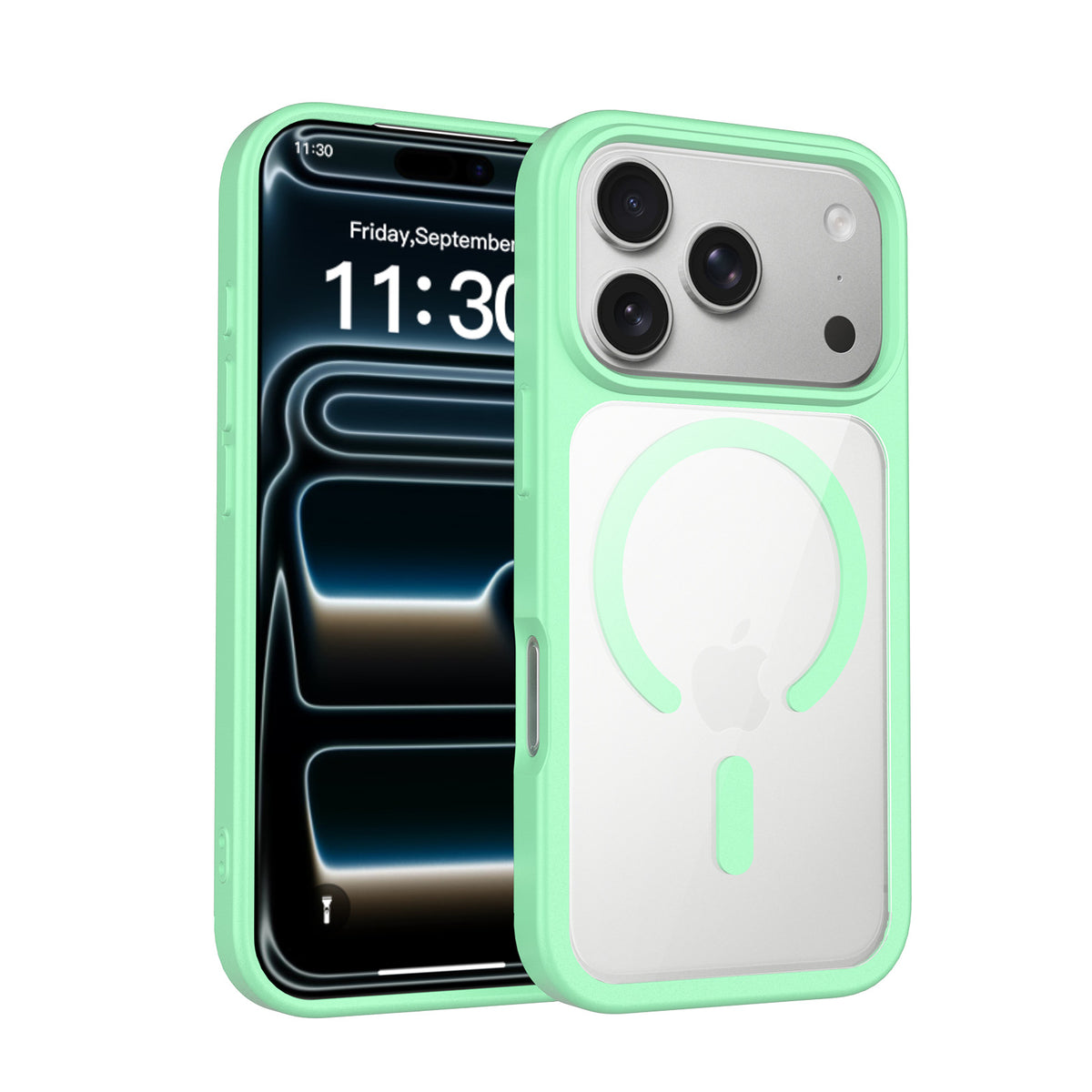 Magnetic Frosted Translucent Phone Case Compatible with iPhone 17 Air, Slim Anti-Fingerprint TPU Protective Cover (Black + Transparent)