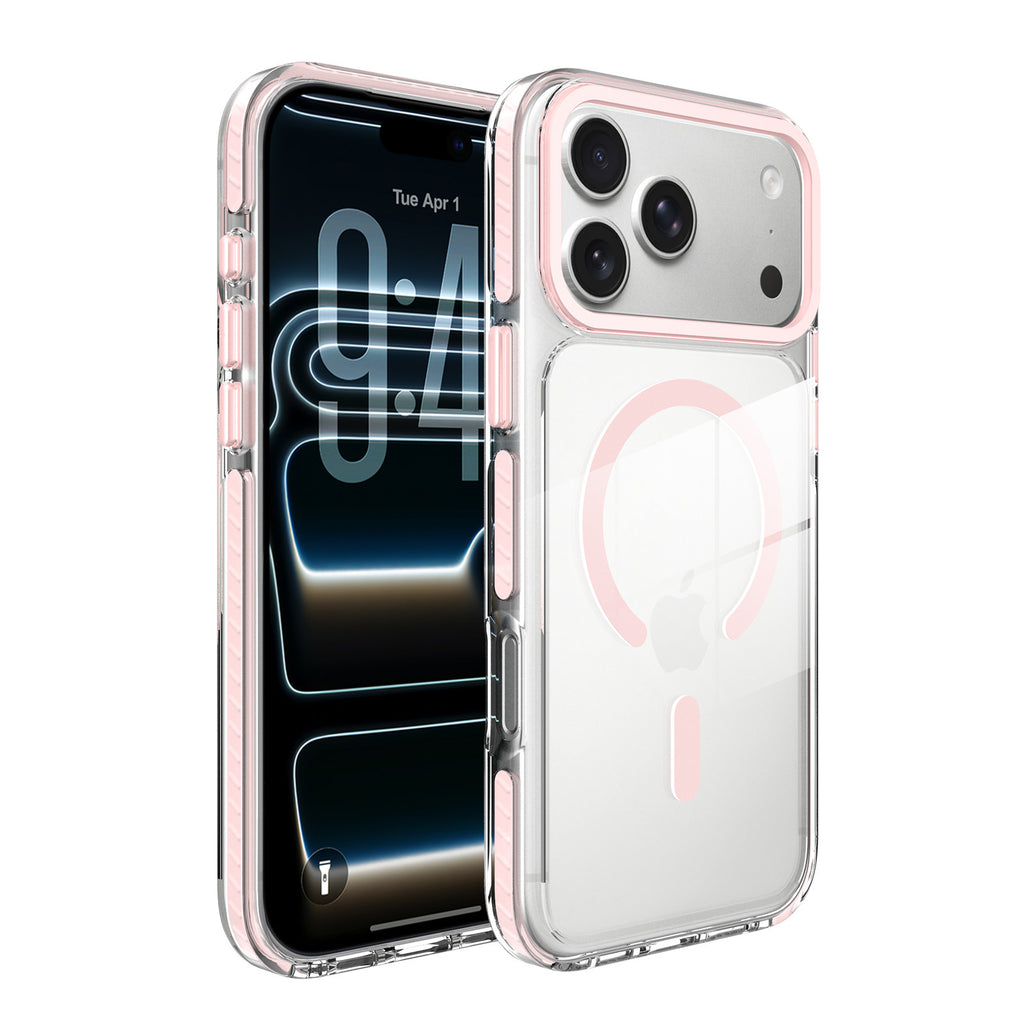 Sanfeng Transparent Shockproof Phone Case for iPhone, Dual-Color Clear Silicone Anti-Fingerprint Protective Cover