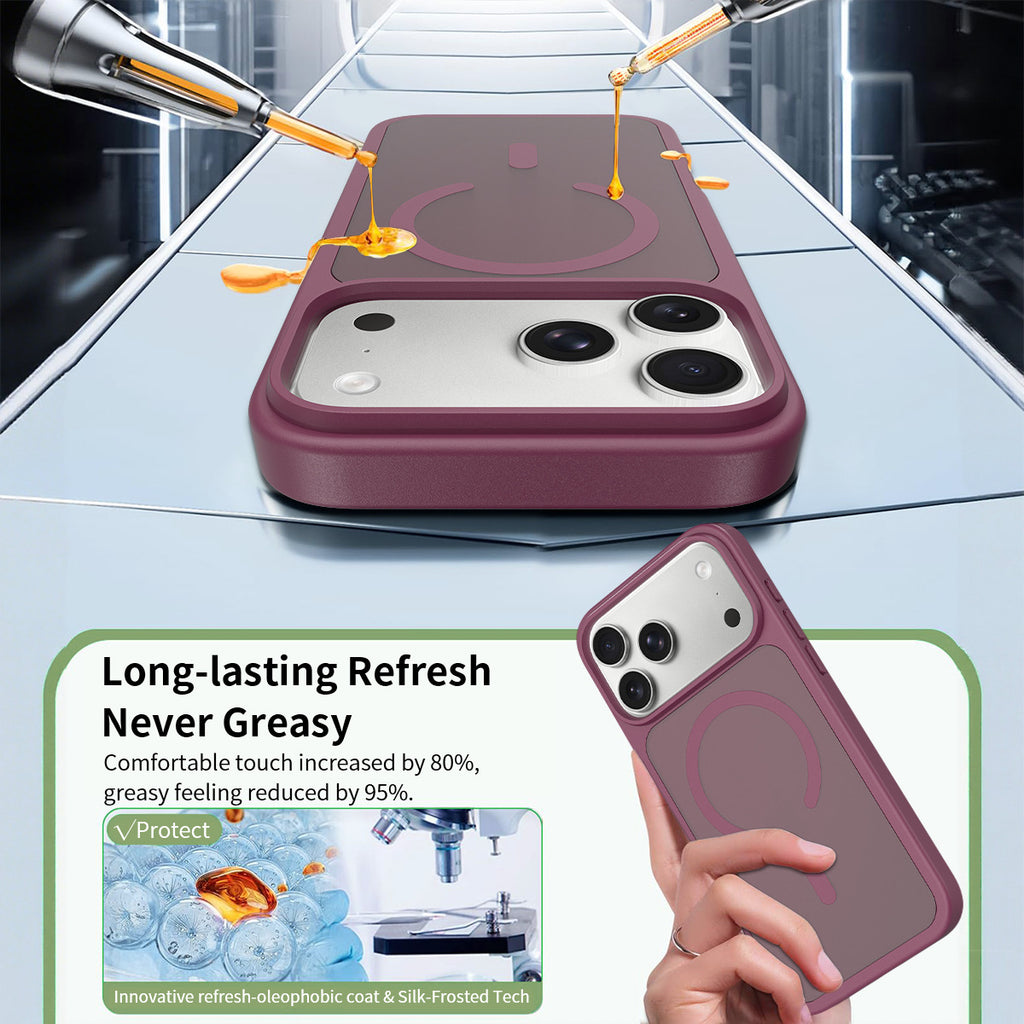 Magnetic Skin-Feel Protective Phone Case in Cherry Red - Shockproof TPU Anti-Fall Cover Compatible with iPhone 16, 17, and 18 Series