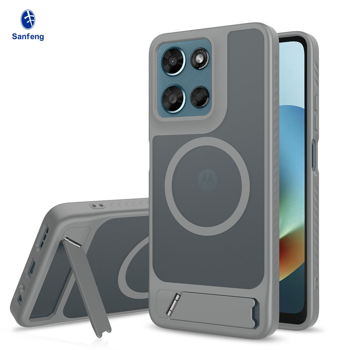 Magnetic 2-in-1 Phone Case with Kickstand for Motorola Moto Series, Anti-Slip Anti-Fingerprint Silicone Protective Cover