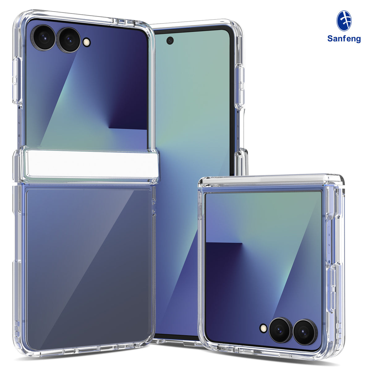 Transparent Foldable Phone Case for Samsung Galaxy Z Flip Series, Clear Anti-Drop TPU Two-in-One Protective Cover