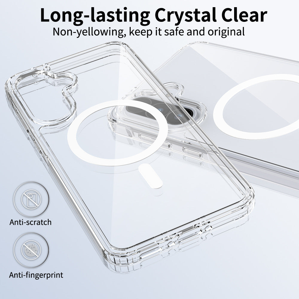 Magnetic Clear Phone Case for Samsung Galaxy S25 S24 S22 Ultra Plus A56 A36 A16, Anti-Scratch Shockproof Acrylic TPU Hybrid Protective Cover