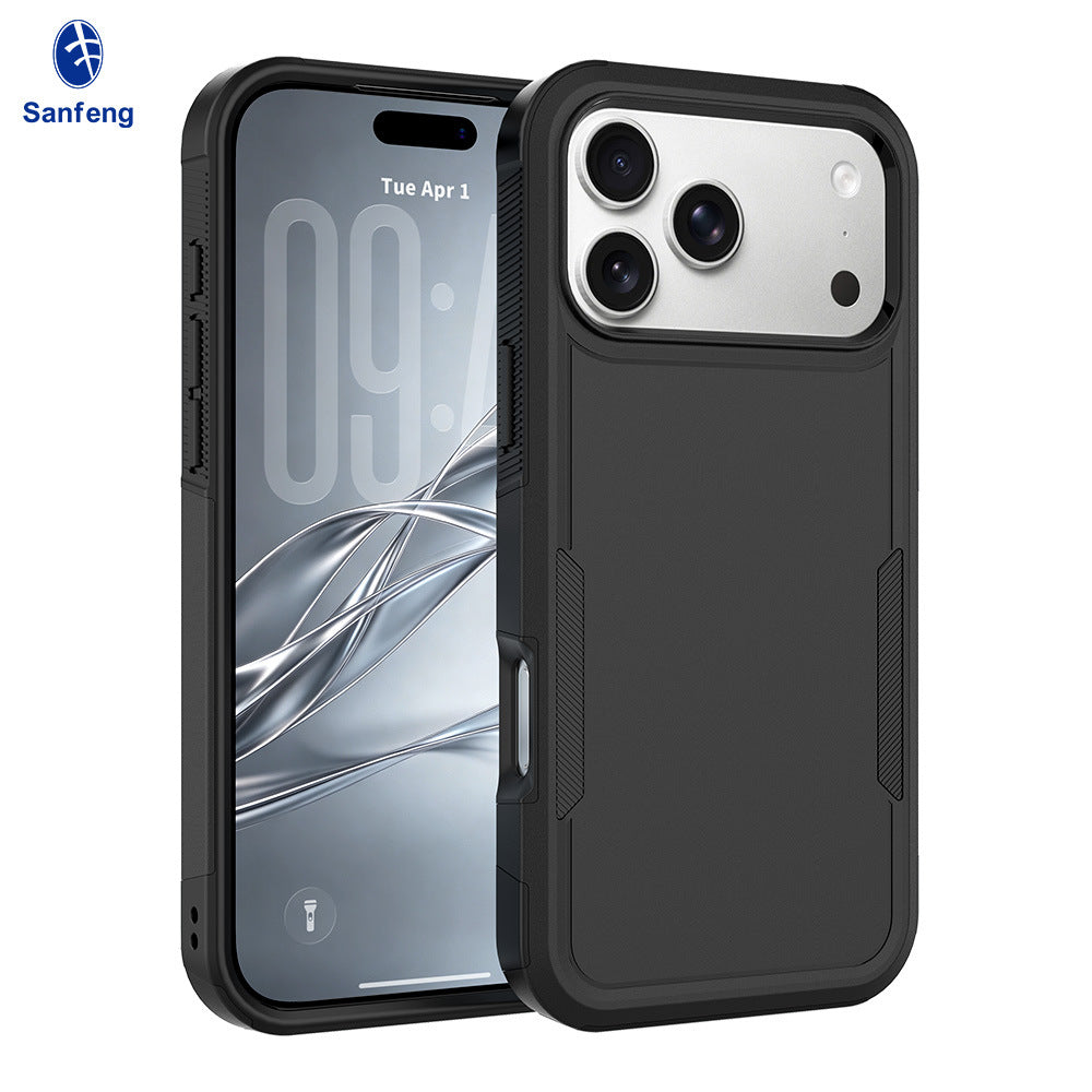 Sanfeng 2-in-1 Shockproof Matte Silicone Phone Case with Kickstand, Anti-Drop Protective Cover