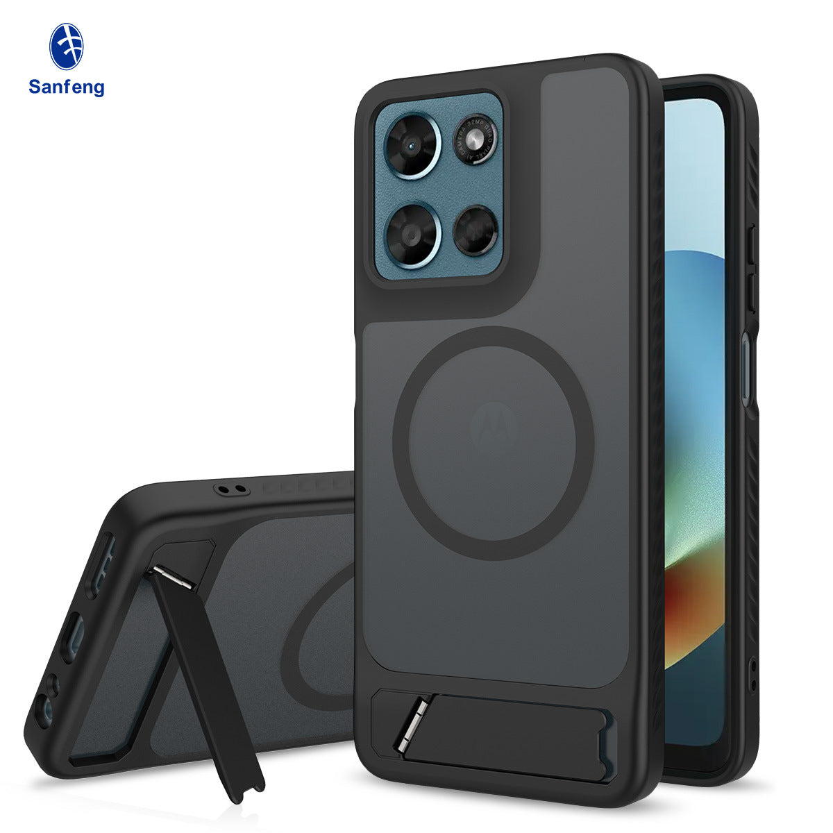 Magnetic 2-in-1 Phone Case with Kickstand for Motorola Moto Series, Anti-Slip Anti-Fingerprint Silicone Protective Cover