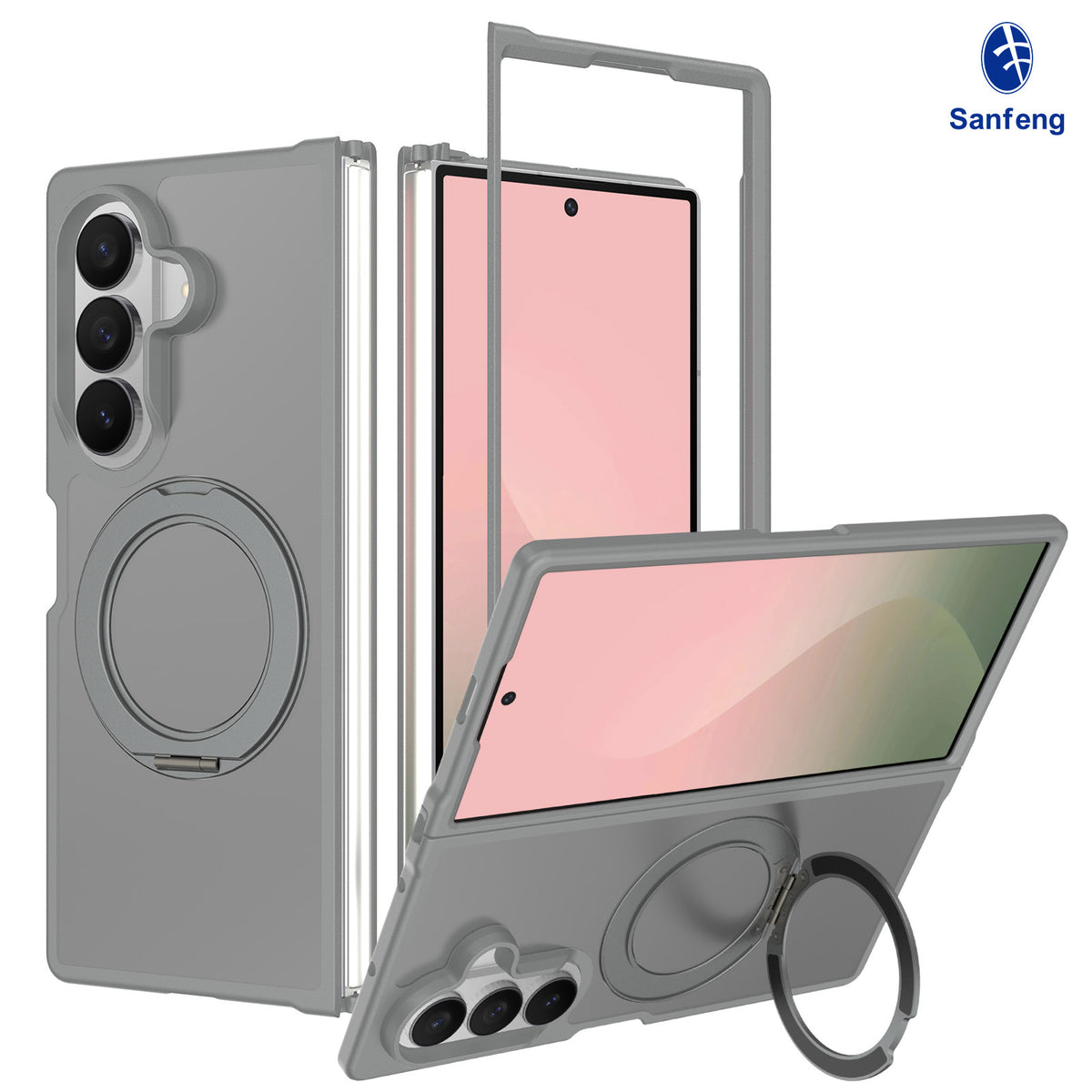 Magnetic Stand Phone Case for Samsung Galaxy Z Fold 7 / Z Fold 6, 360-Degree Rotating Foldable Protective Cover, Anti-Fall Silicone Matte Finish
