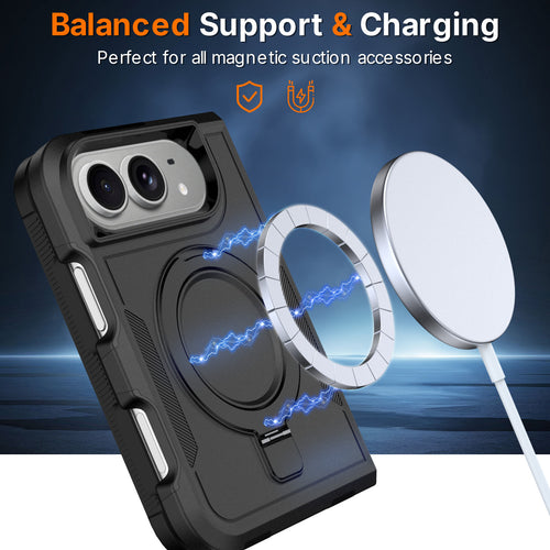3-in-1 Magnetic Protective Case for iPhone 18 Duo with Built-in Invisible Kickstand, Shockproof Silicone Phone Cover