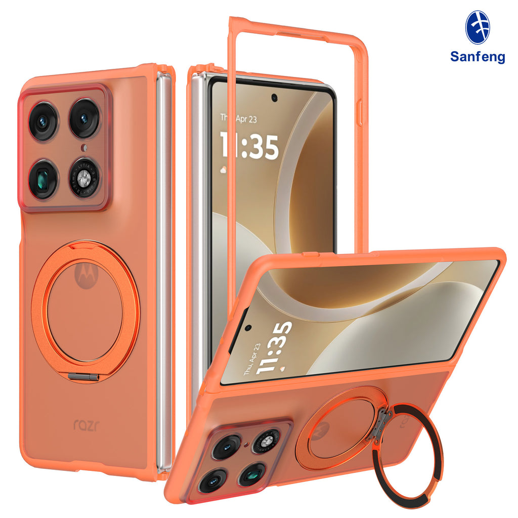 Magnetic Matte Phone Case with Rotating Ring Stand for Motorola Moto Edge & Moto G Series, Shockproof TPU+PC Hybrid Protective Cover