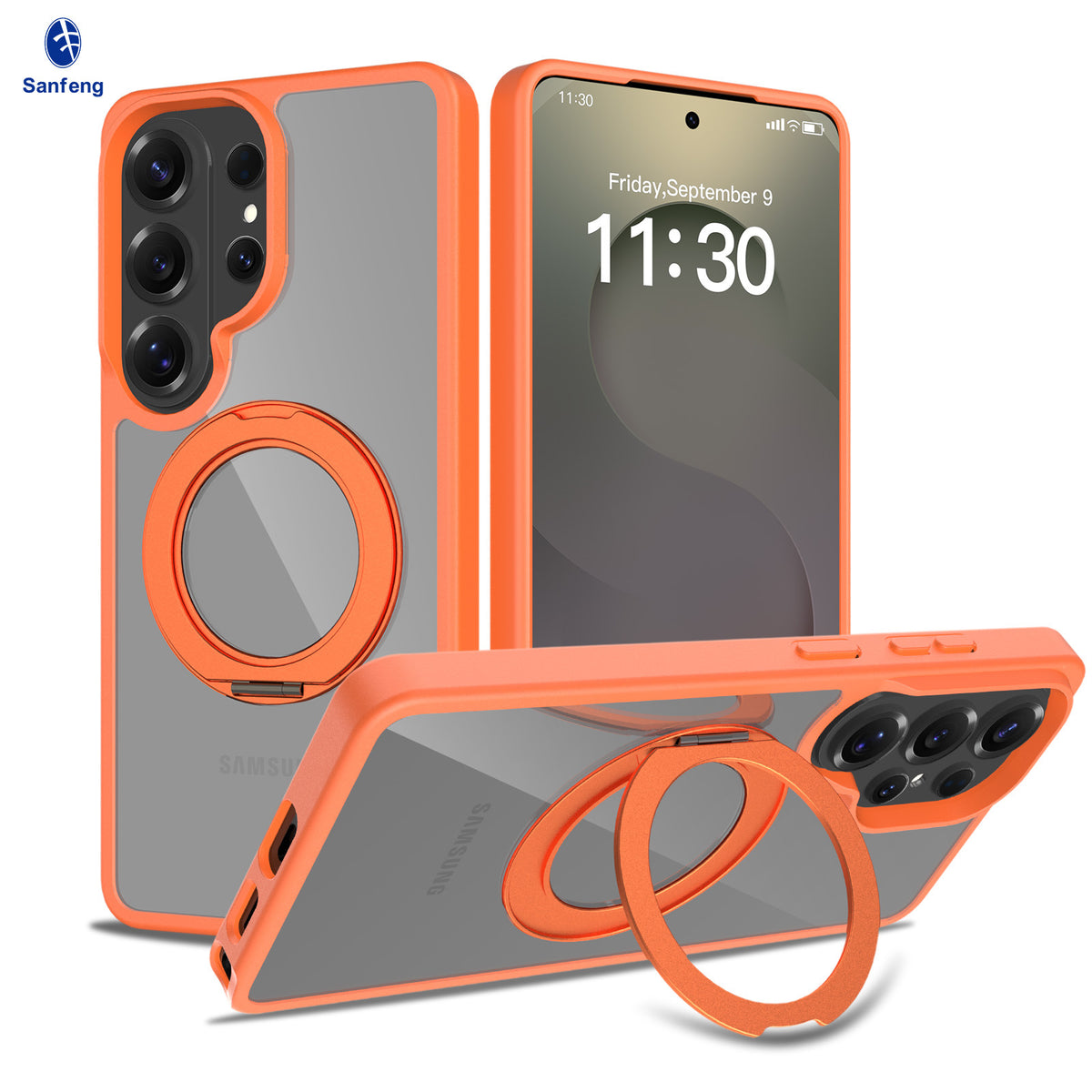 Magnetic Clear Case with Invisible Stand for Samsung Galaxy S25 S24 S23 Ultra Plus, Frosted TPU Anti-Fingerprint Protective Cover