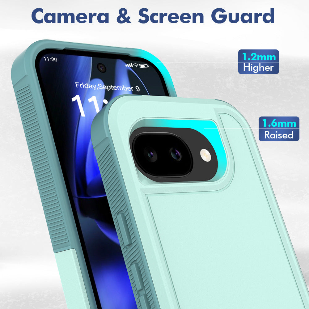 Heavy-Duty 2-in-1 Solid Color Protective Phone Case for Google Pixel 10A / Pixel 9 Pro XL, Anti-Fingerprint TPU Cover - Black