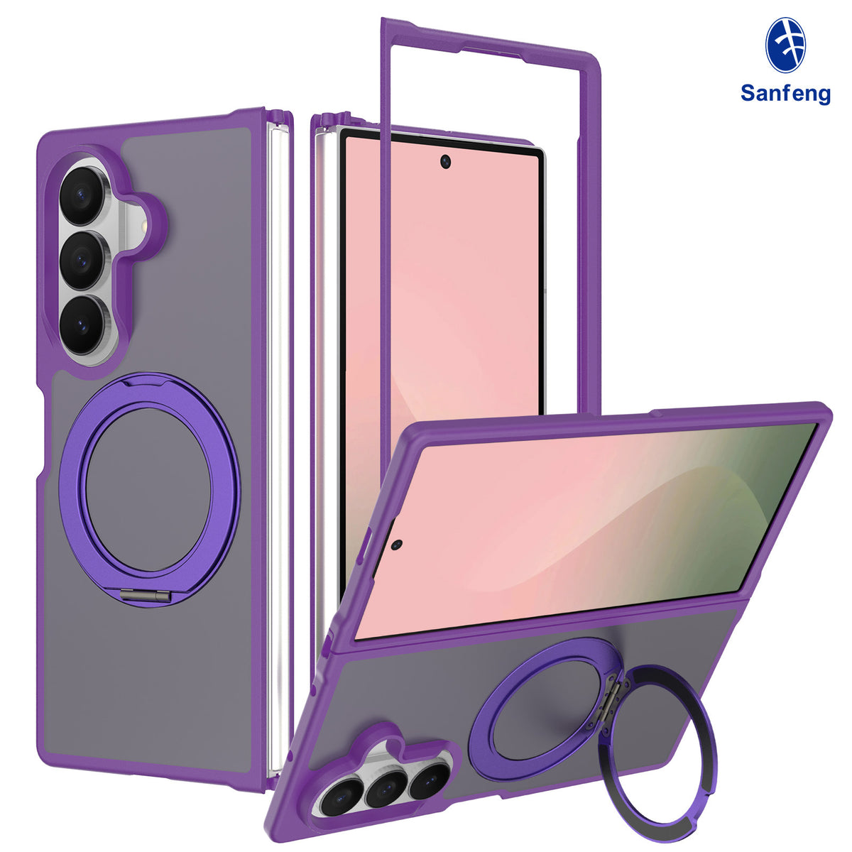 Magnetic Stand Phone Case for Samsung Galaxy Z Fold 7 / Z Fold 6, 360-Degree Rotating Foldable Protective Cover, Anti-Fall Silicone Matte Finish