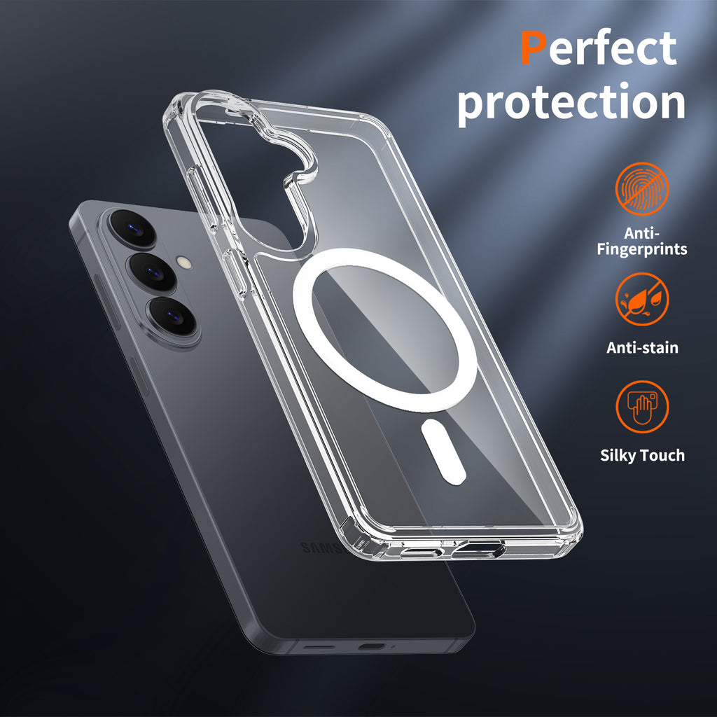 Clear Magnetic Case for Samsung Galaxy S24 Ultra, Shockproof TPU Protective Cover with Four-Corner Drop Protection