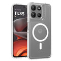 Magnetic Transparent Shockproof Case for Motorola Edge & Moto G Series, PC+TPU Anti-Fingerprint Protective Clear Cover