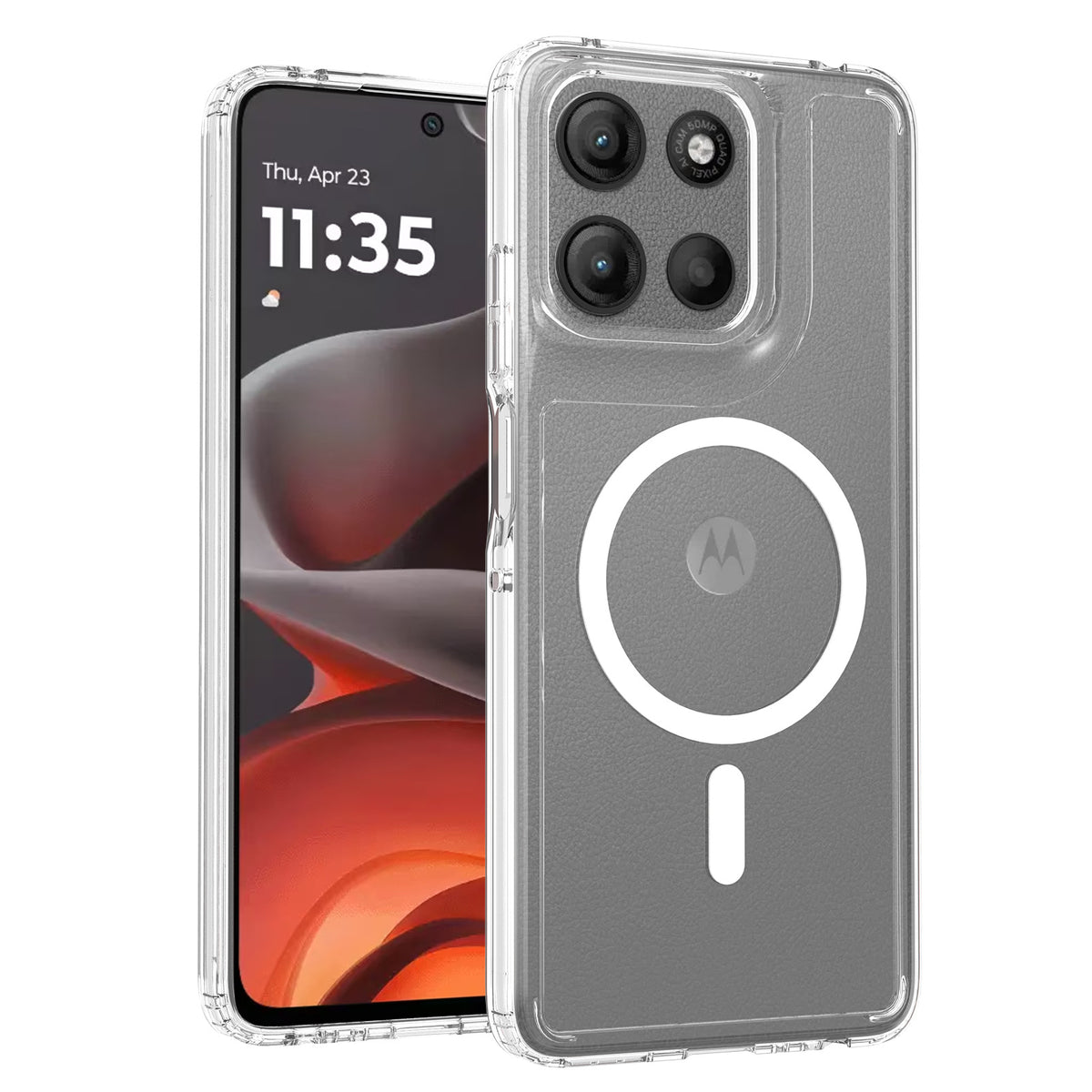 Magnetic Transparent Shockproof Case for Motorola Edge & Moto G Series, PC+TPU Anti-Fingerprint Protective Clear Cover