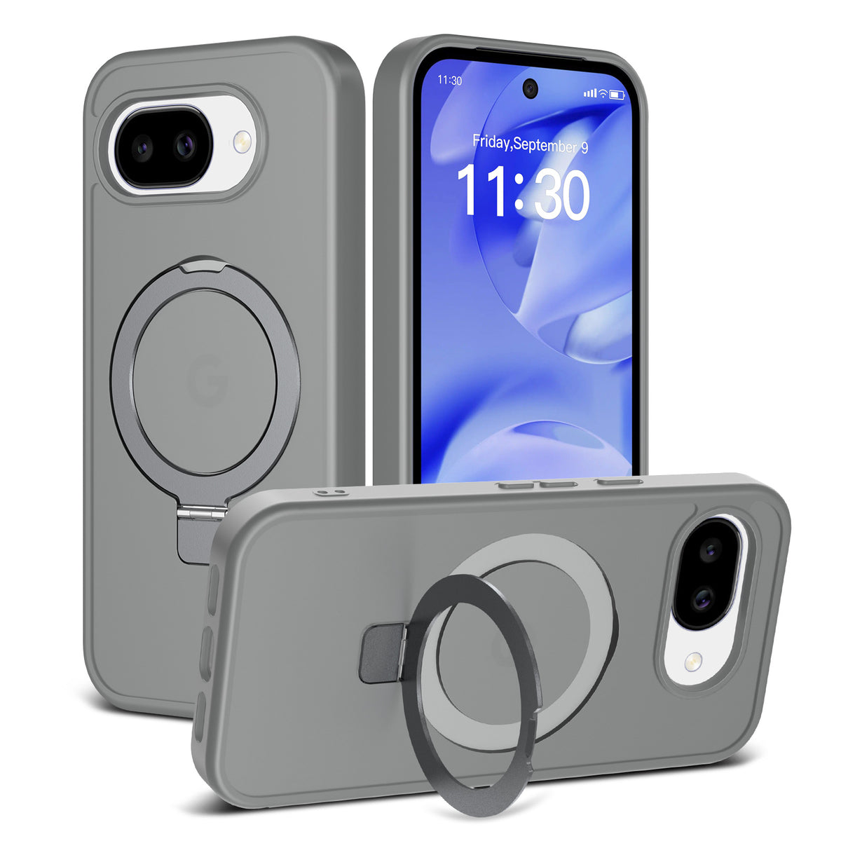 Magnetic Phone Case with Invisible Kickstand Compatible with Google Pixel, Anti-Fall All-Inclusive TPU+PC Protective Cover
