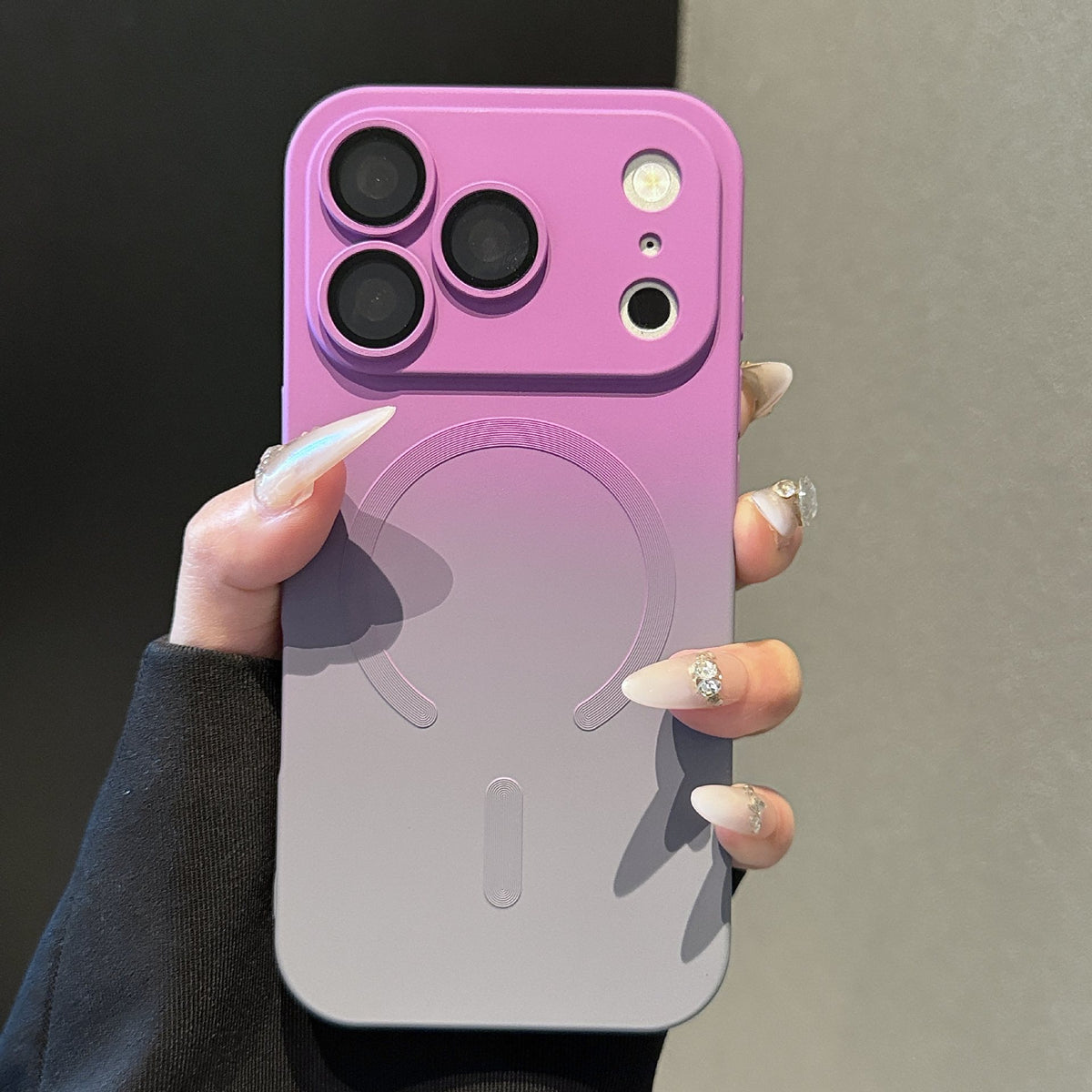 Luxury Gradient Magnetic Phone Case with Built-in Camera Lens Protector & Kickstand for iPhone 17 16 15 14 13 12 Pro Max, Soft Silicone Shockproof Cover