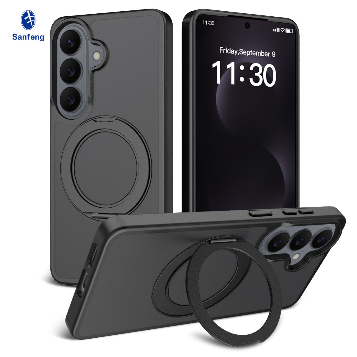 Magnetic Rotating Stand Case for Samsung Galaxy S25 S24 S23 Series, Frosted PC + TPU Anti-Drop Protective Cover