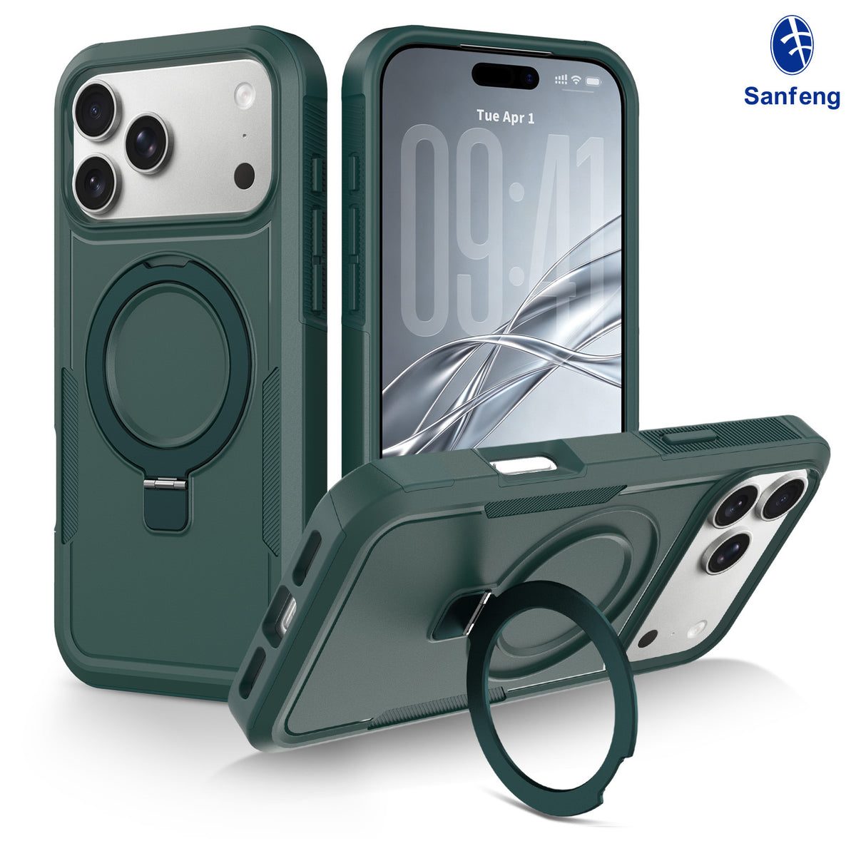 Magnetic Rotating Stand Case for iPhone 15 16 17 18 Pro Max, 2mm TPU Anti-Fall Protective Cover with Invisible Kickstand