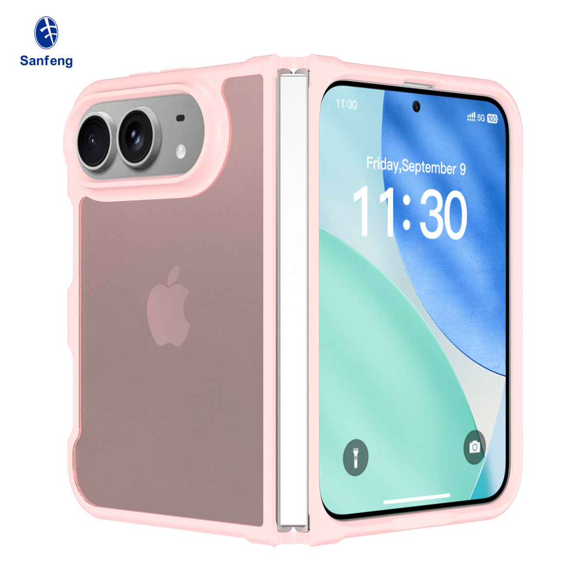 Sanfeng Matte Skin-Feel TPU Protective Case for iPhone, Semi-Transparent Anti-Fall Phone Cover