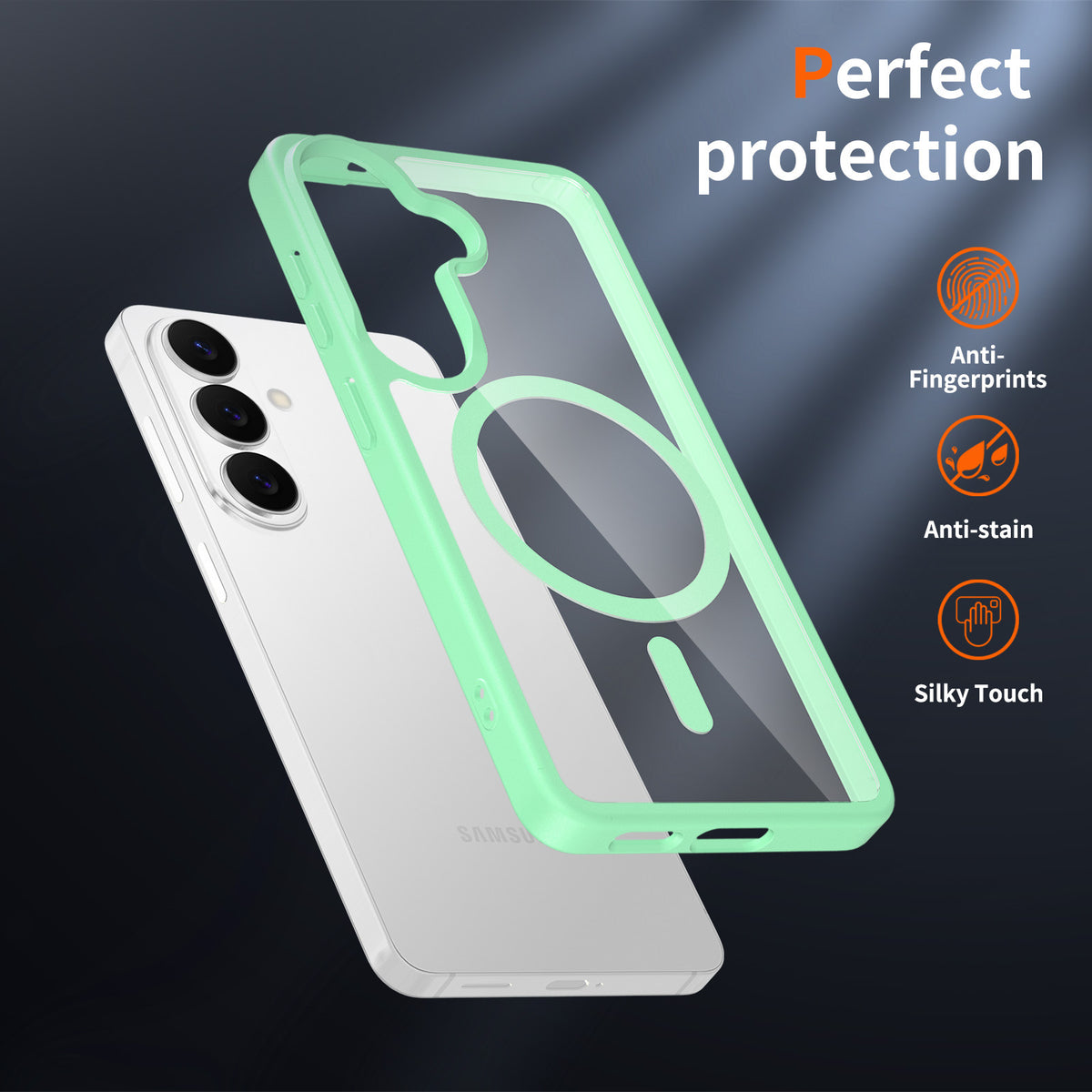 Magnetic Transparent Phone Case for Samsung Galaxy, Anti-Fall Skin-Feel TPU Protective Cover