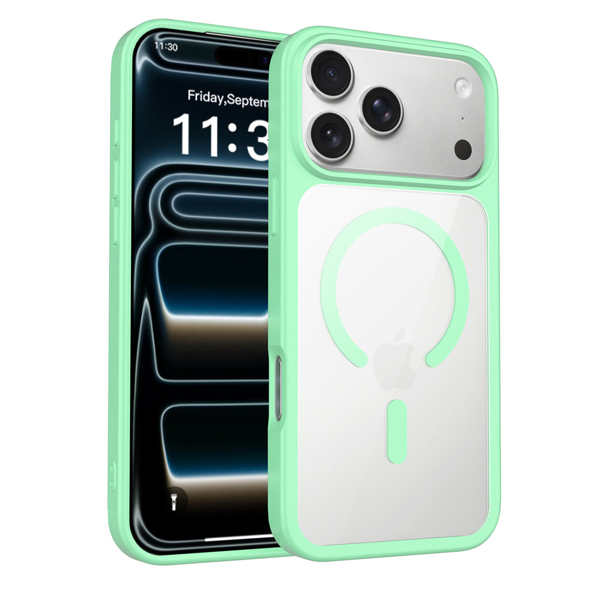 Magnetic Frosted Translucent Phone Case Compatible with iPhone 17 Air, Slim Anti-Fingerprint TPU Protective Cover (Black + Transparent)