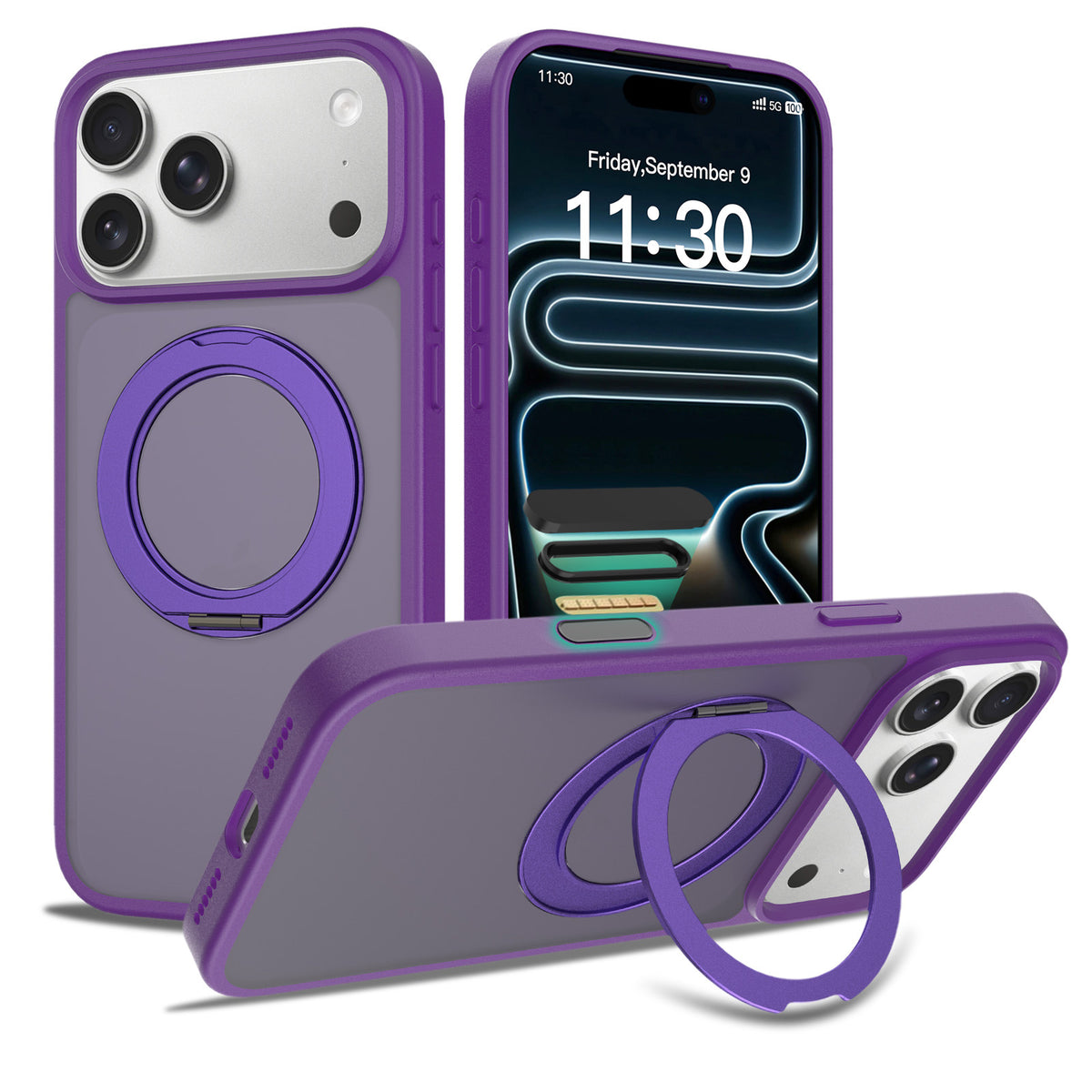 Magnetic Matte Phone Case with 360-Degree Stand and Camera Button for iPhone 17 Pro Max 16 Pro Shockproof TPU Cover