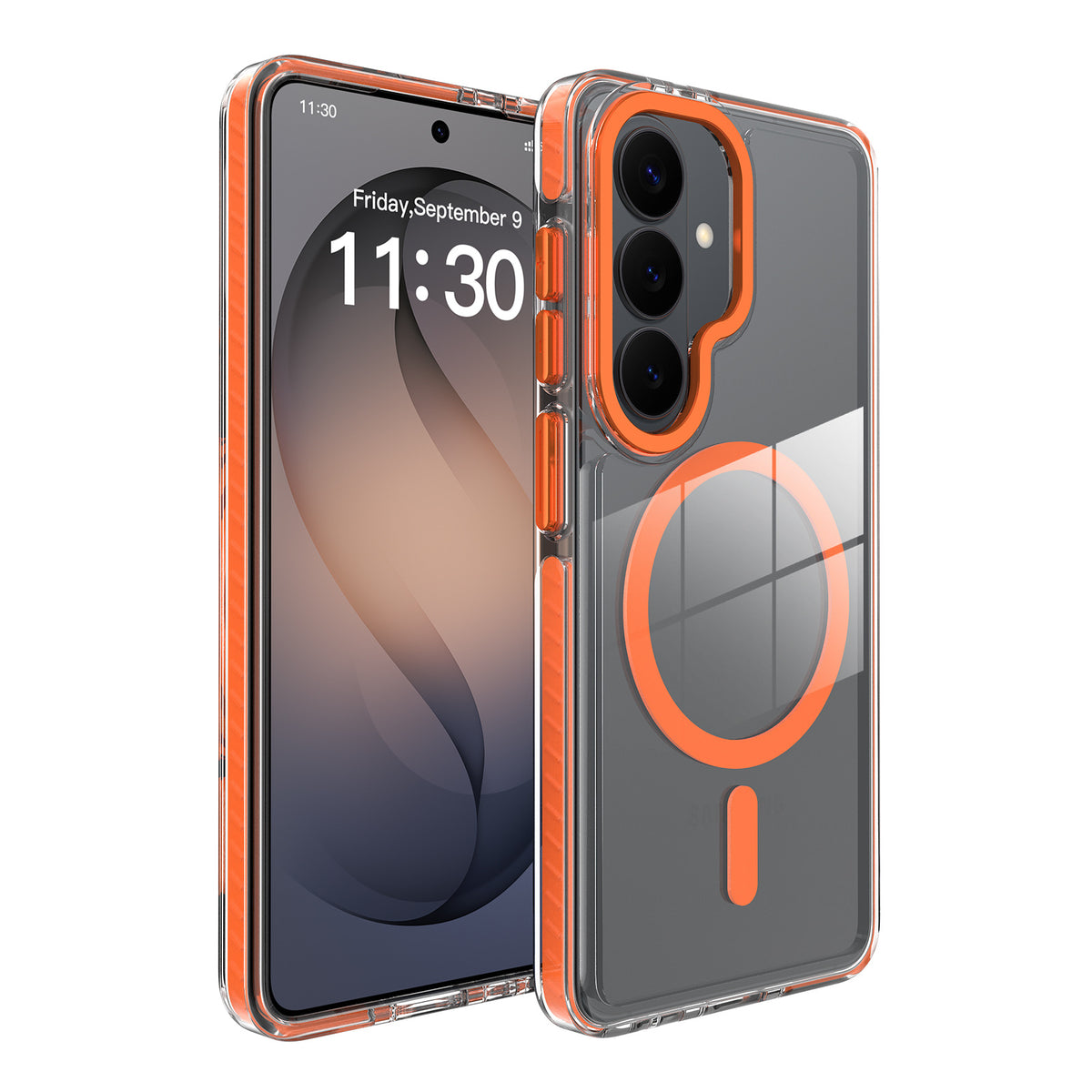 Magnetic Clear Phone Case for Samsung S26 FE / S25 Ultra, Dual Color Shockproof TPU Protective Back Cover