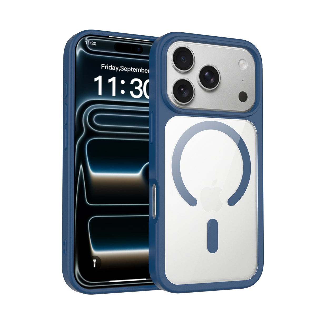 Magnetic Frosted Translucent Phone Case Compatible with iPhone, Shockproof TPU Anti-Fingerprint Protective Cover (Black + Transparent)