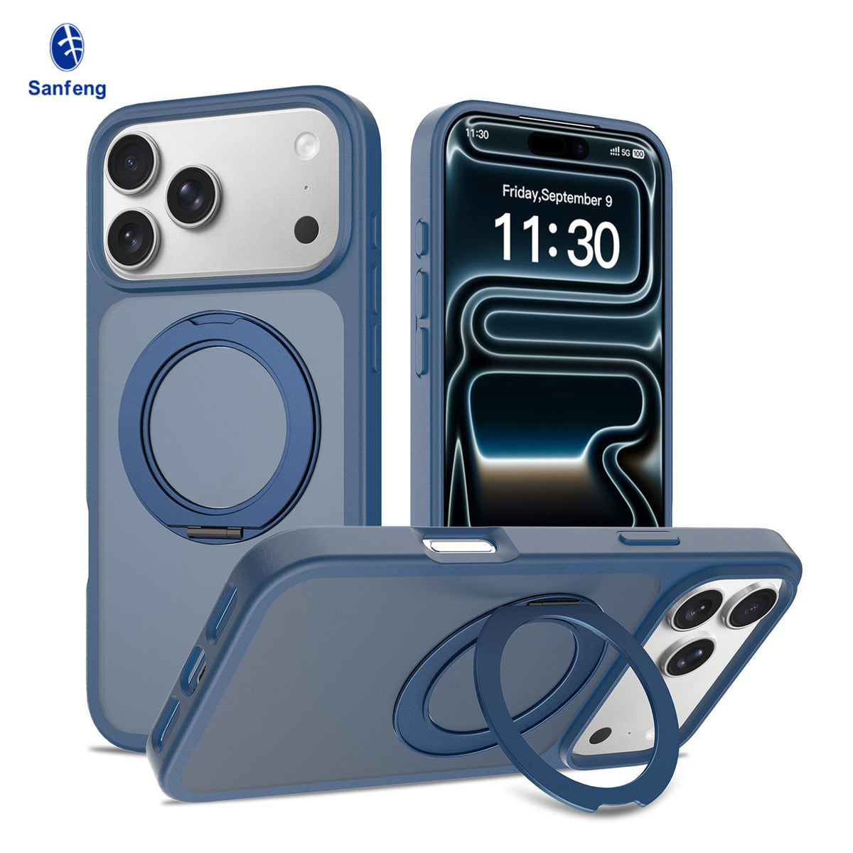 Magnetic Silicone Phone Case with 360-Degree Rotating Stand for iPhone 16 15 17 Series, Skin-Feel Anti-Drop Protective Cover